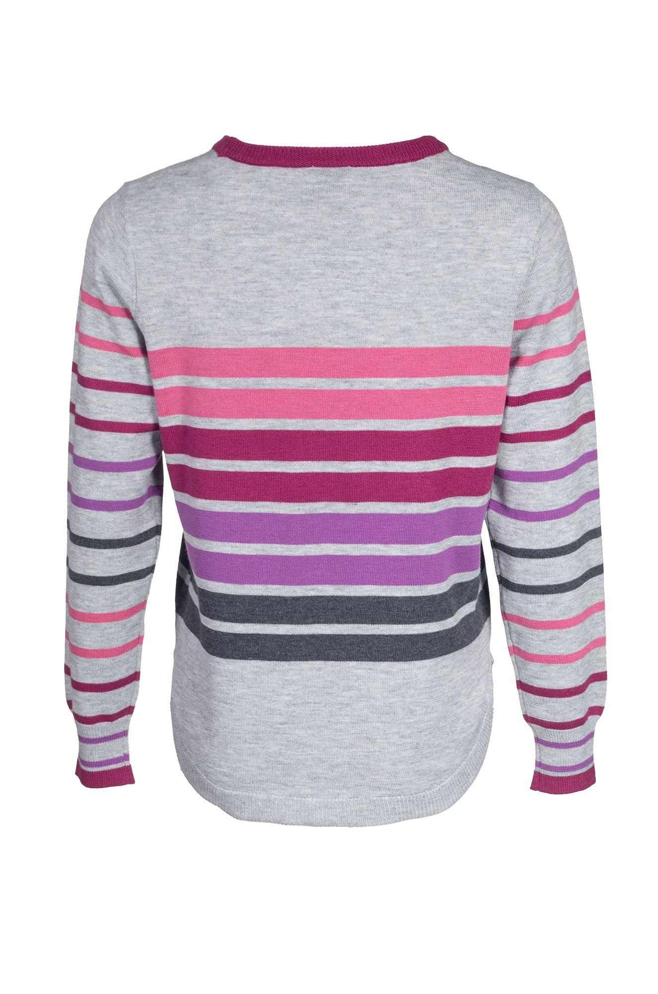 Touch of Wool Multi Stripe Jumper for Women - Silver Pink Stripes Sweater 6317B1 | Cozy Winter Knitwear for Casual Outfits & Office Wear