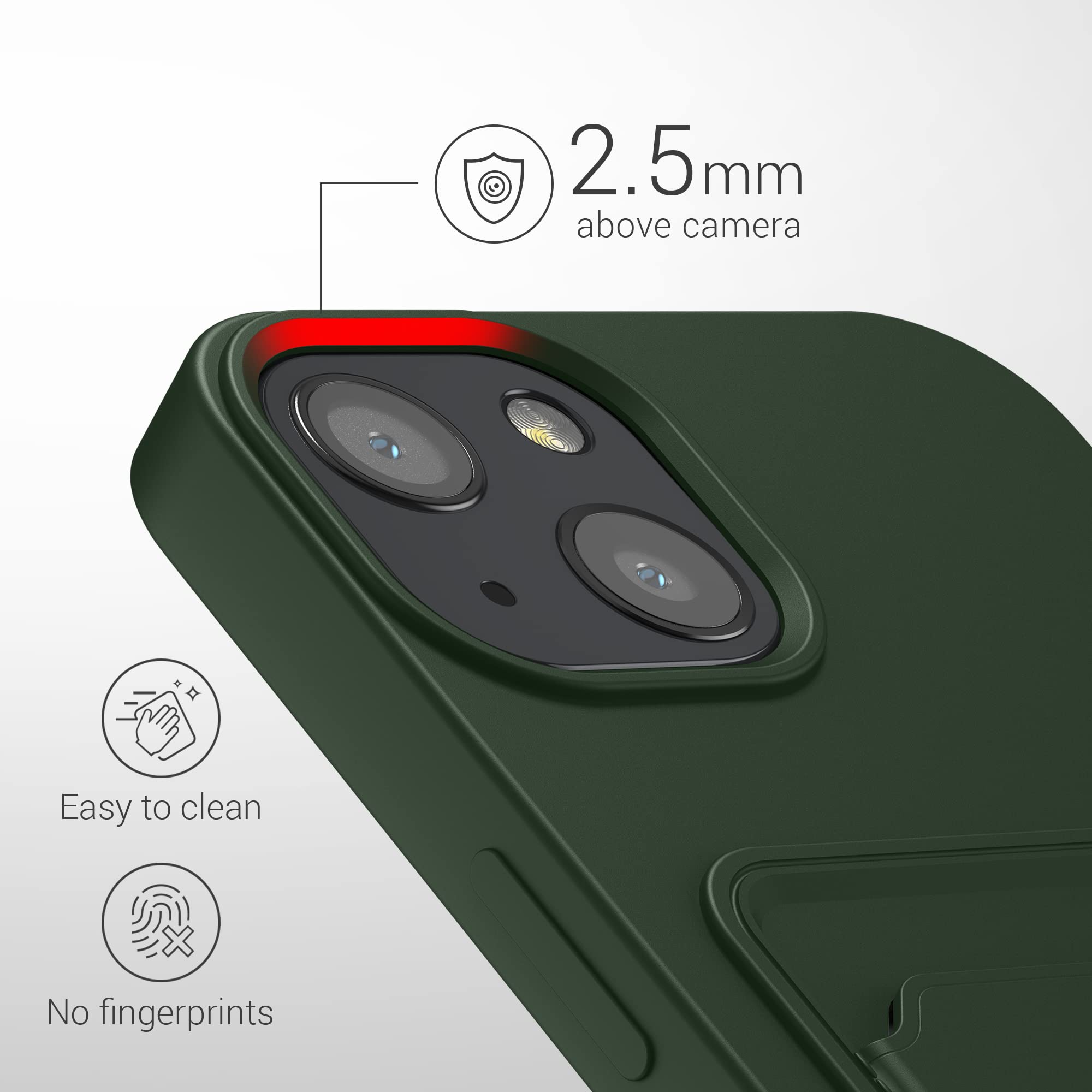 kwmobile Shockproof TPU Case for Apple iPhone 13 with Credit Card Holder - Slim Protective Phone Cover in Dark Green - Perfect for Everyday Use, Travel & Outdoor Activities