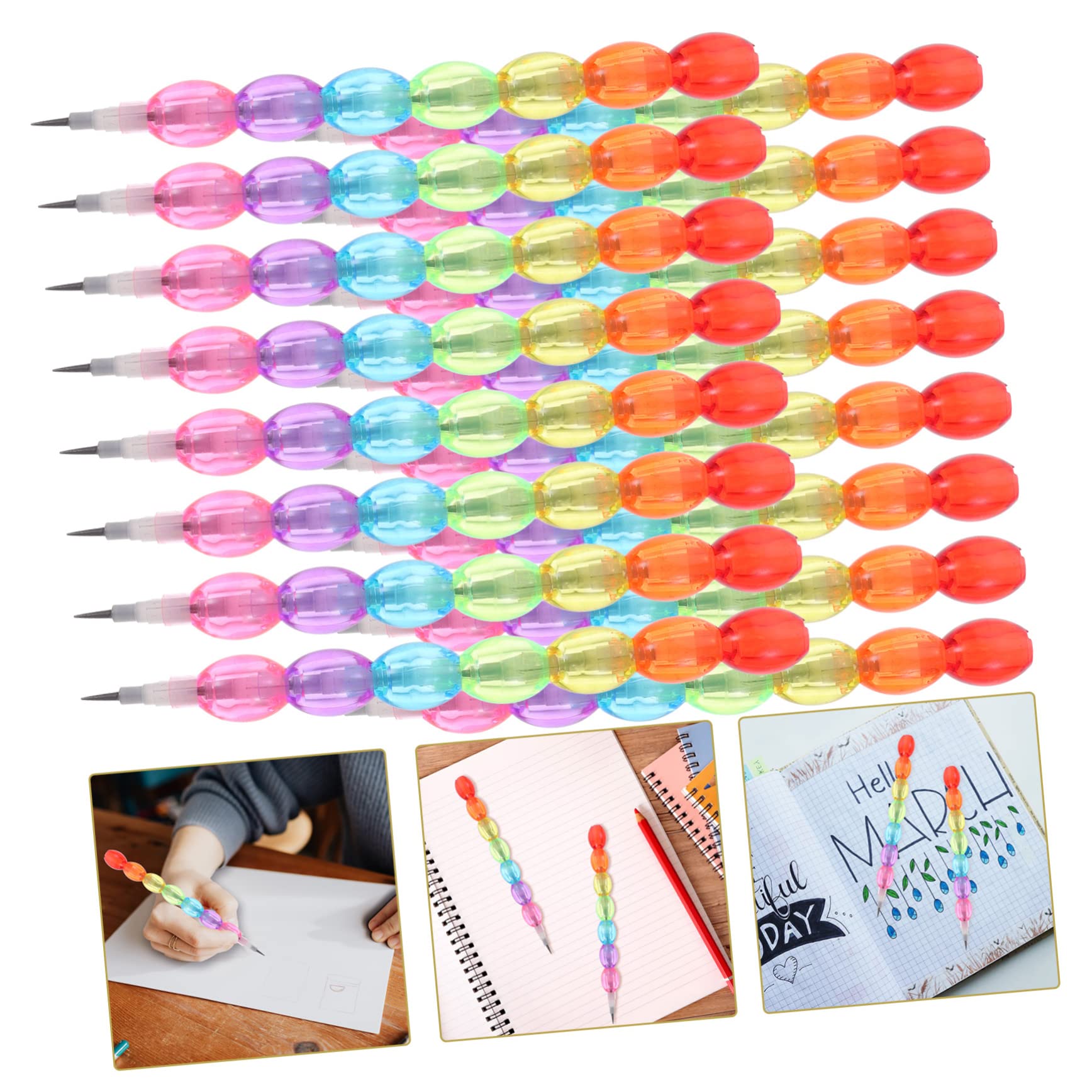 NUOBESTY 80 Pack Stackable Plastic Egg Pencils - Colorful Party Writing Pencils for Kids, Classroom Supplies, Easter Egg Hunt & Fun Stacking Games