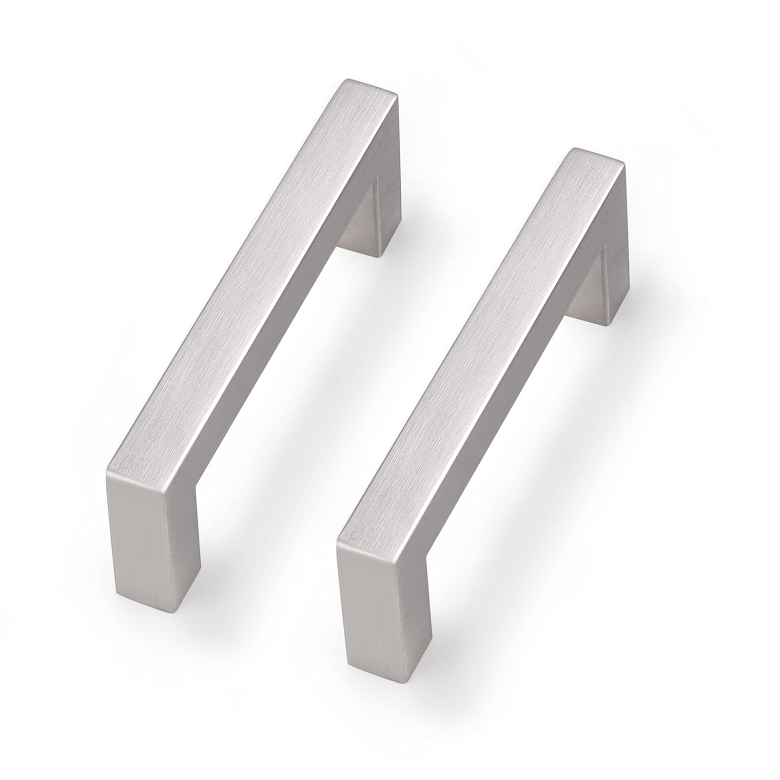 5 Pack Brushed Nickel Square Bar Drawer Pulls - 3.5