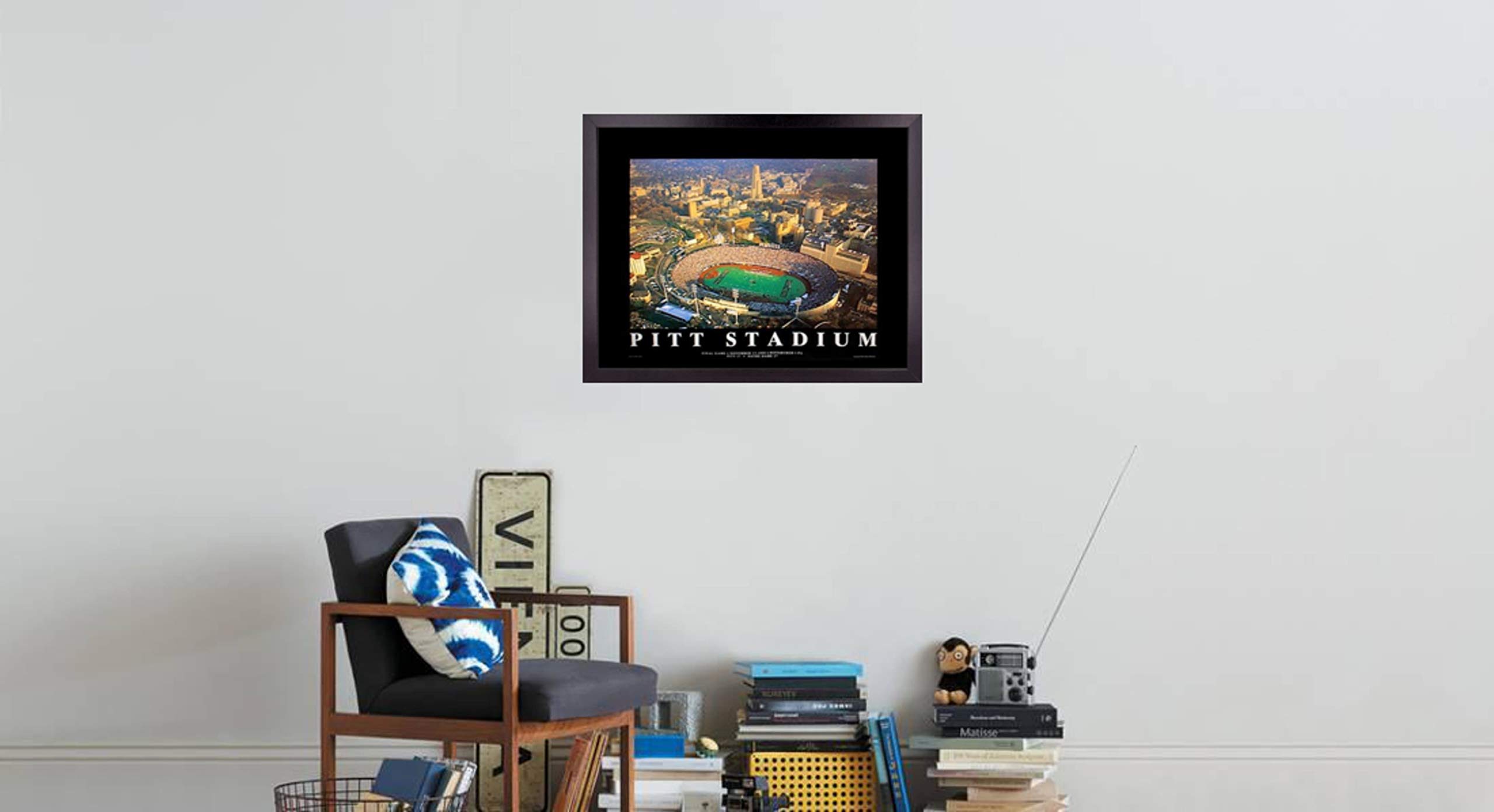 Pittsburgh Football Stadium Framed Wall Art Print | 23x29 Inches | Final UP Game Pitt Field Poster | College Sports Decor for Dorm Room, Man Cave & Office | Perfect Gift for Football Fans & Alumni