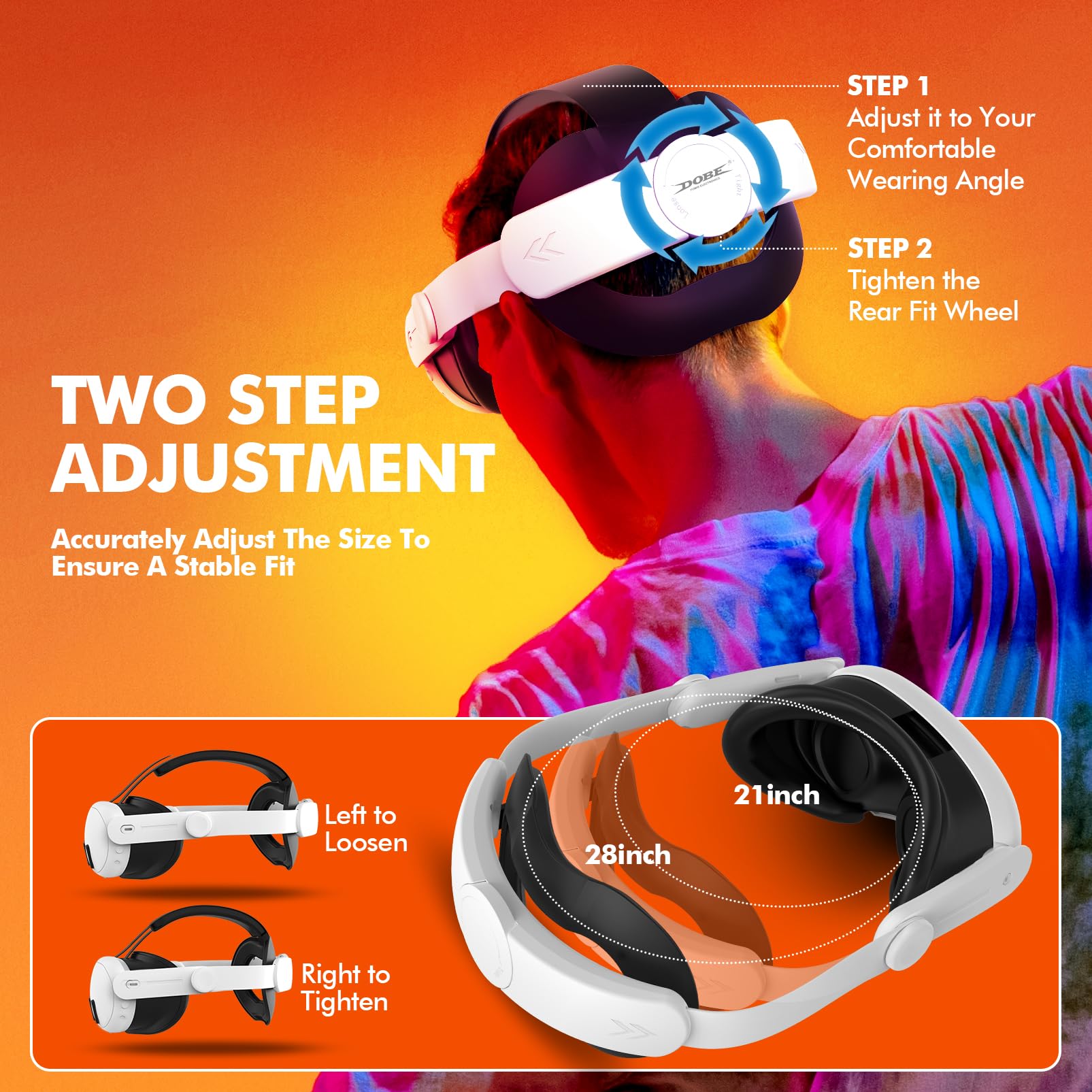 Meta Quest 3 & Quest 3S Elite Replacement Head Strap - Comfortable Adjustable VR Headset Accessory for Extended Gaming & Virtual Reality Experiences
