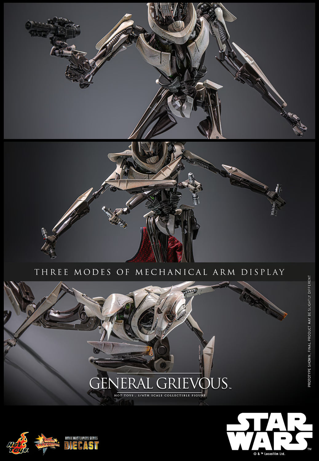 Hot Toys Star Wars Episode III Revenge of the Sith General Grievous 1/6 Scale Collectible Action Figure - Perfect for Display, Star Wars Collection, and Movie Memorabilia Enthusiasts