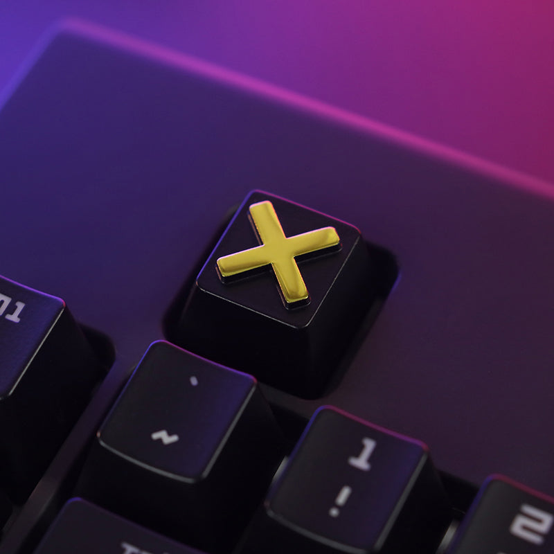ESC Supplementary Key Gold Red Cross X Symbol Zinc Aluminum Metal Custom Keycap R4 Height - Perfect for Mechanical Keyboards, Gaming, and Typing Enthusiasts