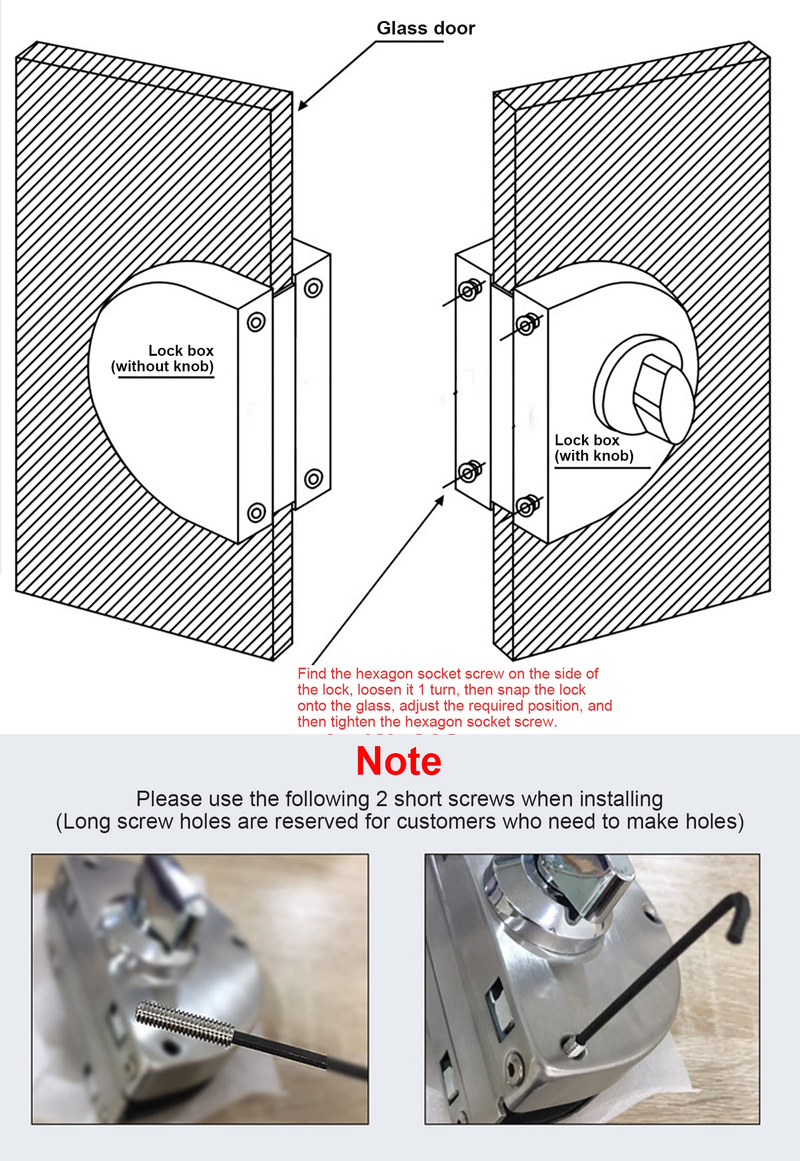 Stainless Steel Glass Door Lock for 10-12mm Glass - Office & Home Use