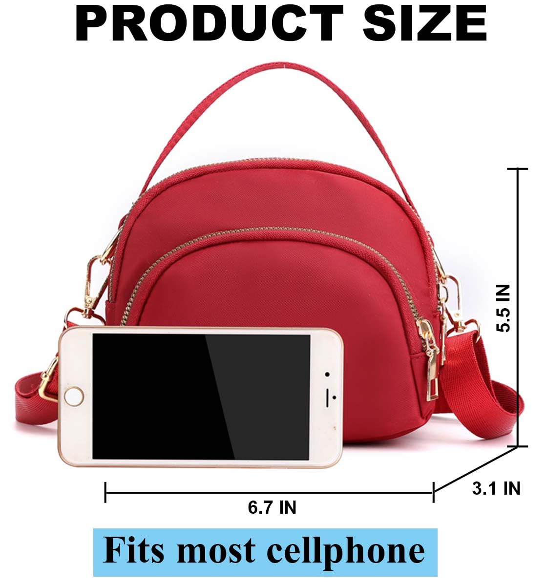 Women's Small Crossbody Purse - Nylon Wallet Phone Bag with Adjustable Shoulder Strap - Mini Cell Phone Purse for Everyday Use, Travel & Shopping