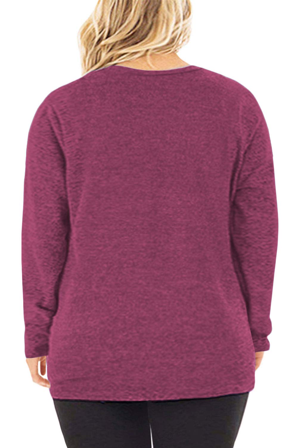 DOLNINE Women's Plus Size Knotted Tops Long Sleeve Tee Shirts - Loose Casual Blouse for Women | Comfortable & Stylish for Everyday Wear, Office, and Outings