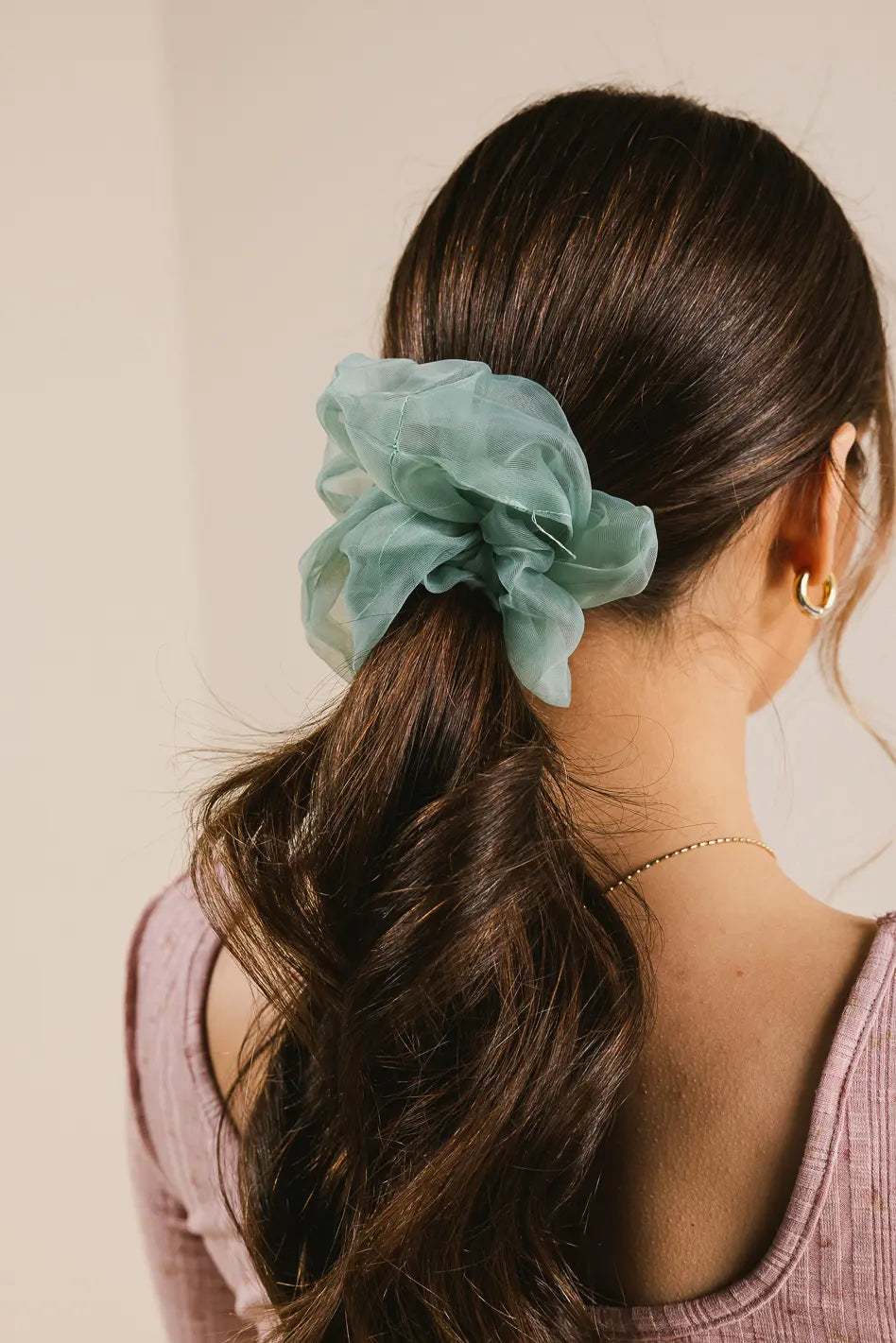 Green Organza Oversized Scrunchie Hair Accessory - Perfect for Parties, Weddings & Everyday Elegance