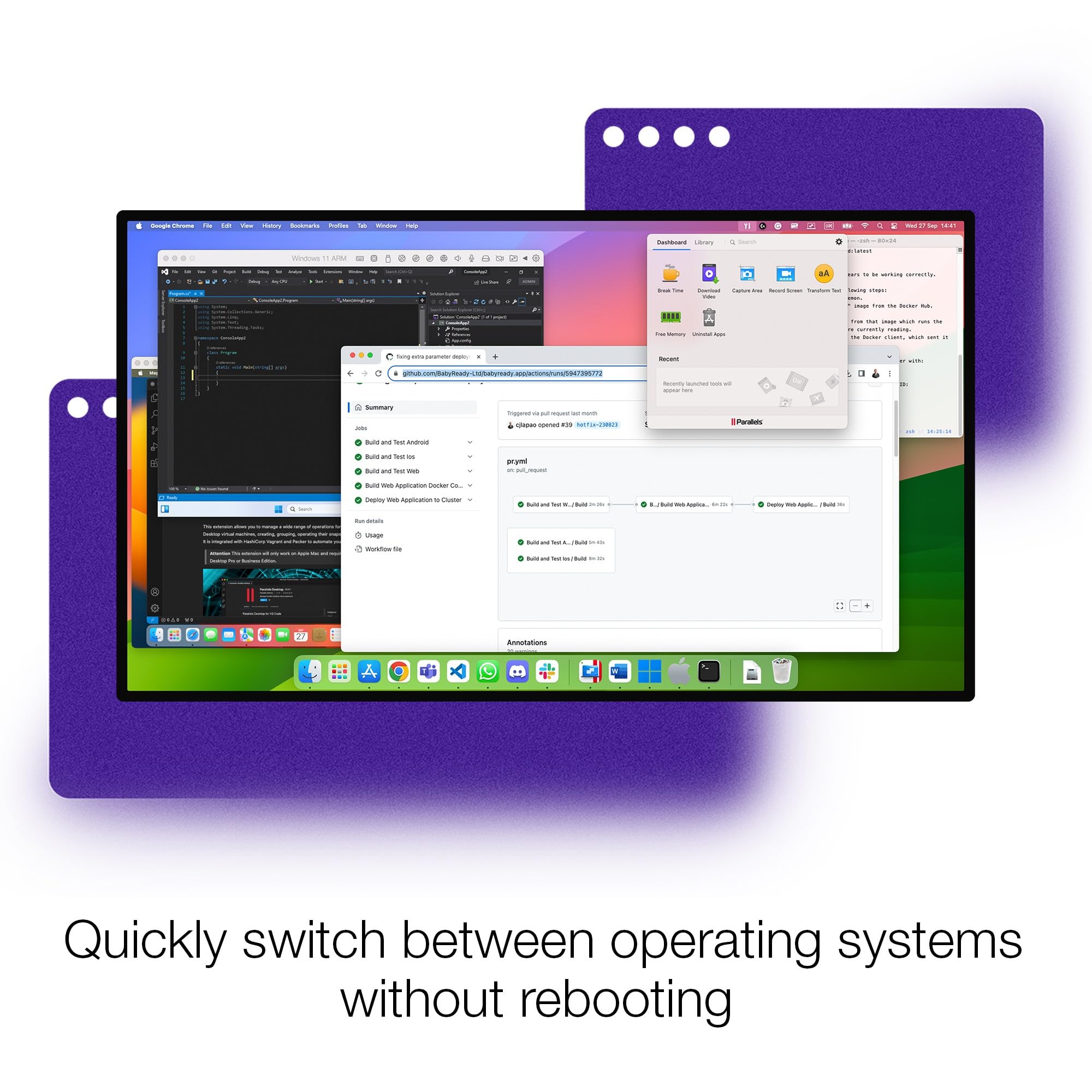 Parallels Desktop 20 for Mac Pro Edition - Run Windows on Mac Virtual Machine Software | Microsoft Authorized | 1 Year Subscription [Mac Download] | Perfect for Developers, Designers & Business Professionals