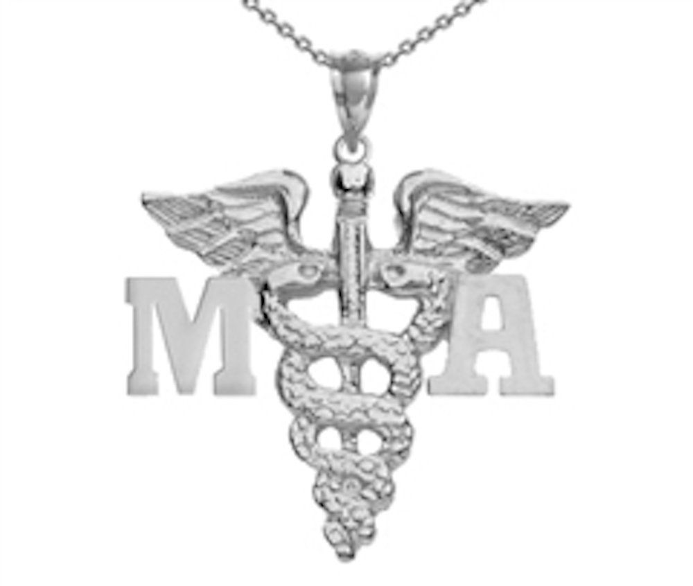 Sterling Silver Medical Assistant MA Charm Necklace - Perfect Gift for Nursing Graduation, Appreciation & Healthcare Professionals - Ideal for Clinicals, Work & Everyday Wear