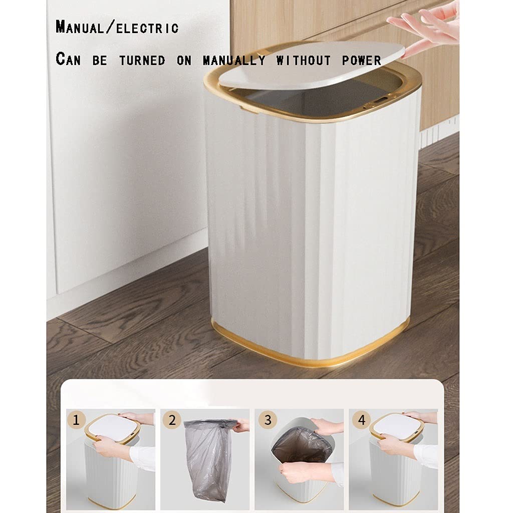 Smart Sensor Trash Can - 13 Gallon Automatic Motion Sensor Garbage Bin with Lid, Hands-Free Large Capacity Kitchen Wastebasket, USB Rechargeable for Home, Office & Bathroom Use