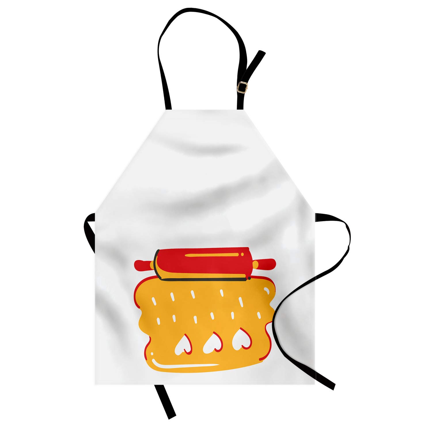 Ambesonne Personalized Chef Apron - Colorful Cartoon Baking & Cooking Design with Rolling Pin Dough Motif - Adjustable Neck Unisex Kitchen Bib for Adults - Perfect for Home Cooking, Baking Parties & BBQ Events (Coconut Scarlet)