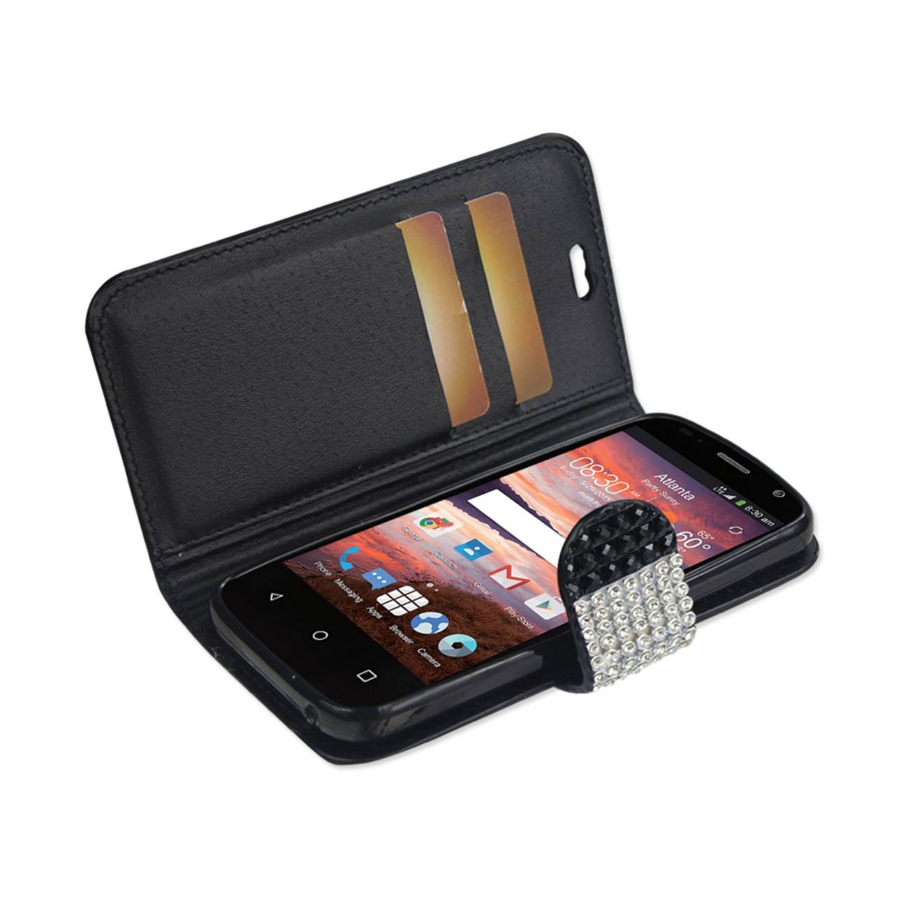 Reiko Wireless Wallet Cases for ZTE Overture 2 - Slim Protective Phone Cover with Card Slots & RFID Blocking - Perfect for Travel, Shopping & Everyday Use (Black)