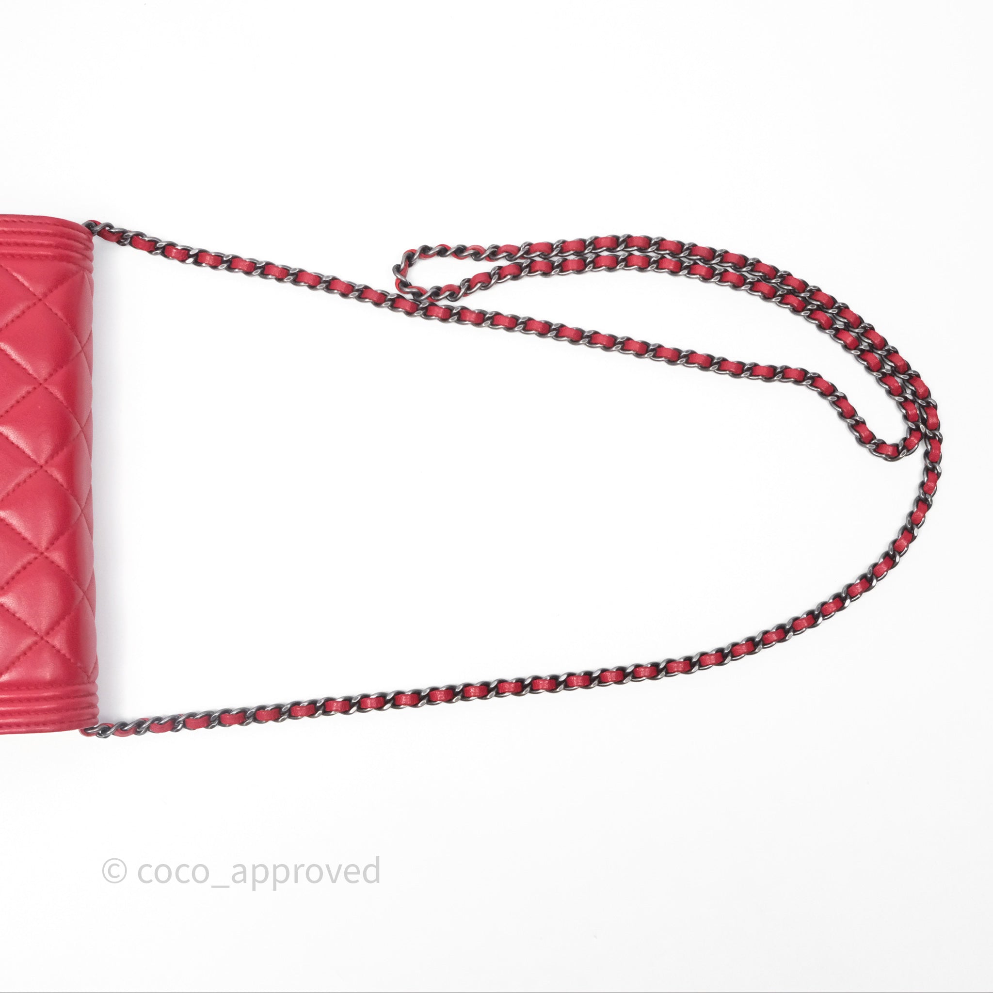 Chanel Boy Wallet on Chain WOC Red Lambskin Ruthenium Hardware - Luxury Crossbody Bag for Women, Perfect for Parties, Date Nights & Evening Events