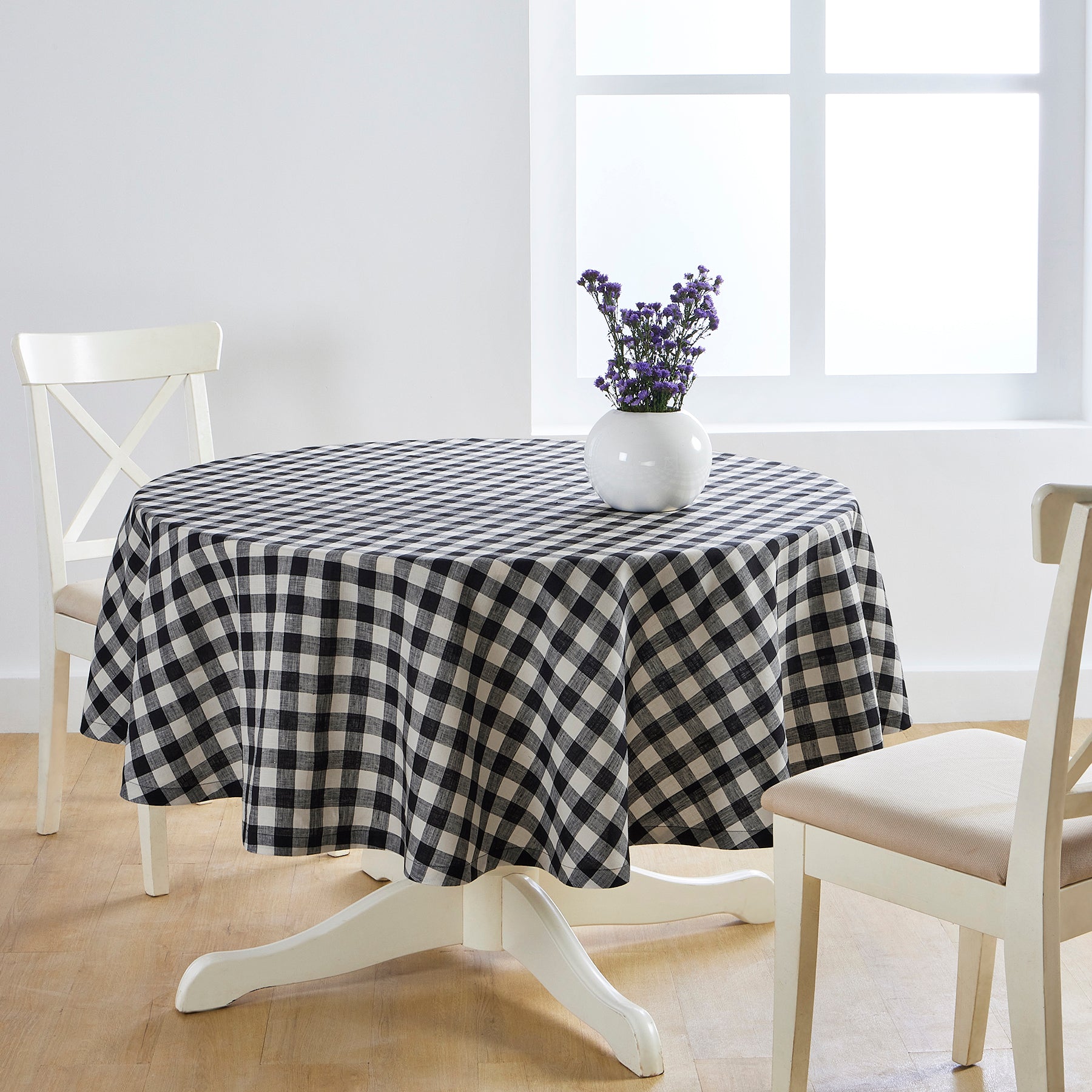 Morgan Check Round Tablecloth - Classic Red and White Plaid Design for Dining & Kitchen Decor | Perfect for Parties, Holidays & Everyday Use