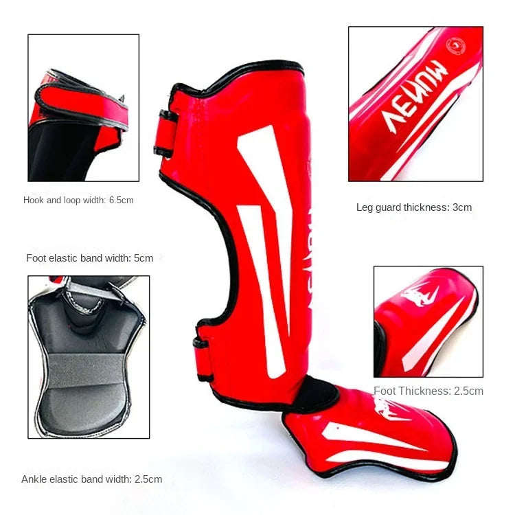 Thai Boxing Sanda Leg Guards - MMA Free Fighting Taekwondo Kick Protection Gear for Training & Competition