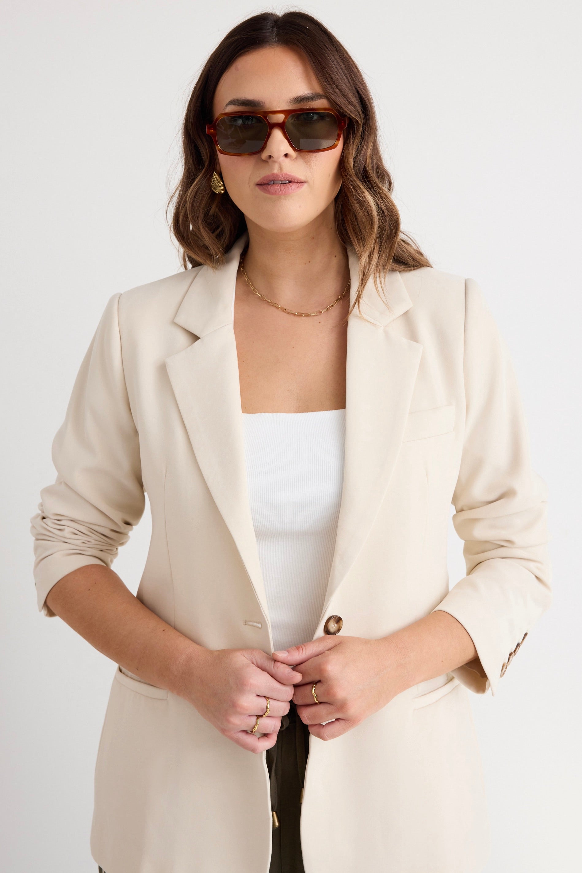 Stylish Bound Bone Blazer for Women - Elegant Tailored Jacket for Office, Party & Formal Events | Perfect for Business Attire, Weddings & Special Occasions