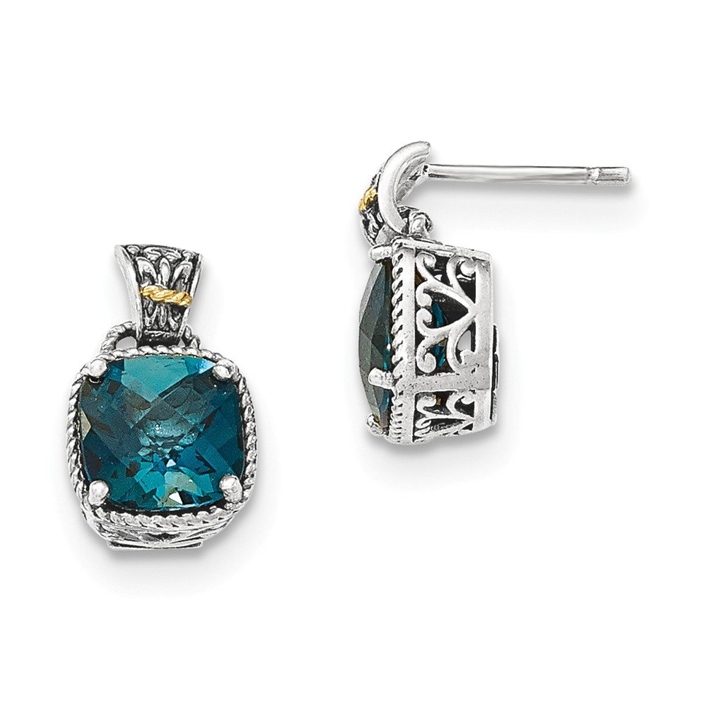 14K London Blue Topaz Sterling Silver Post Earrings for Women - Elegant & Hypoallergenic Jewelry for Everyday Wear, Parties & Gifts