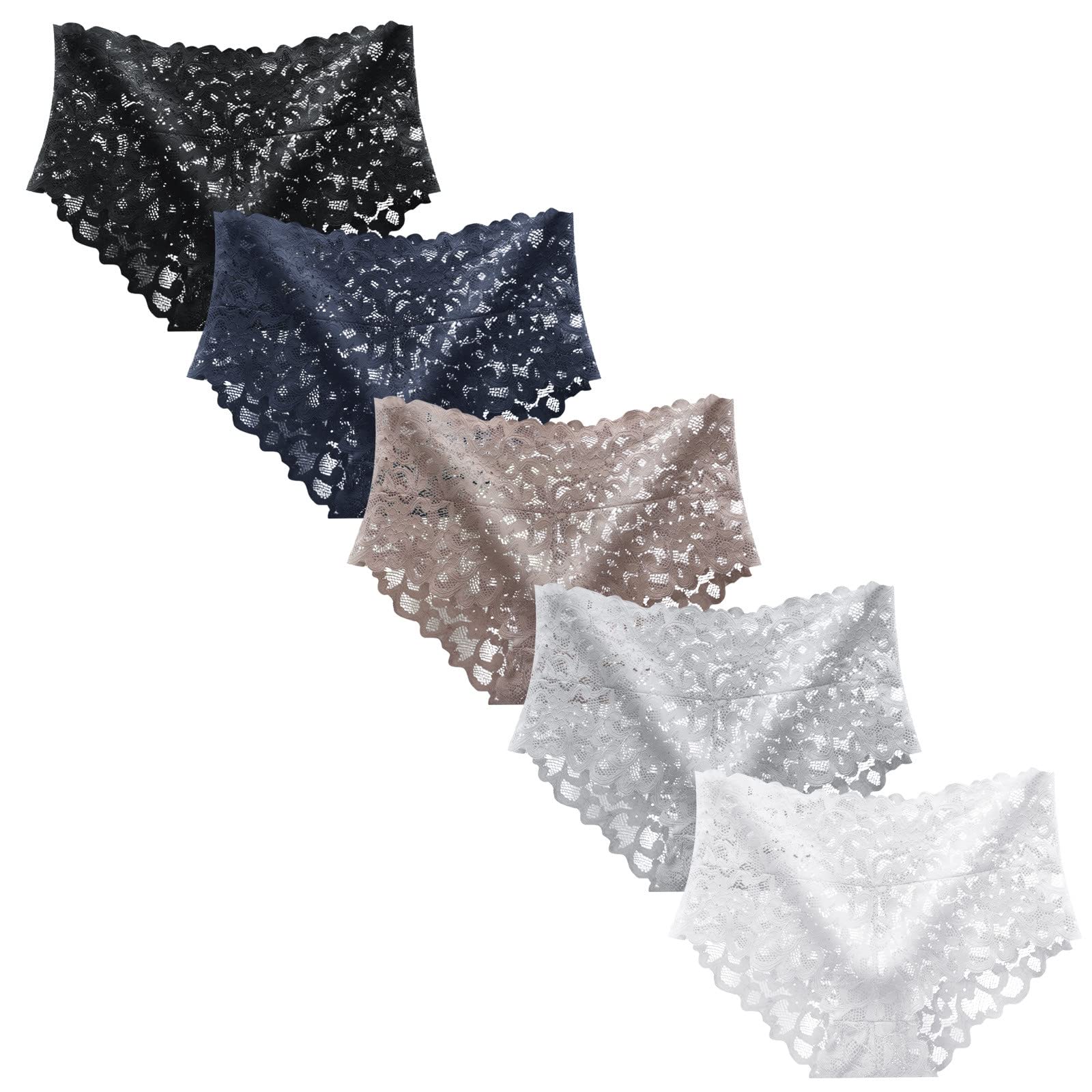 5-Pack Seamless Lace Women's Panties - Soft, Sexy Low Waist Underwear for Everyday Comfort | Perfect for Daily Wear, Sleep & Intimate Moments