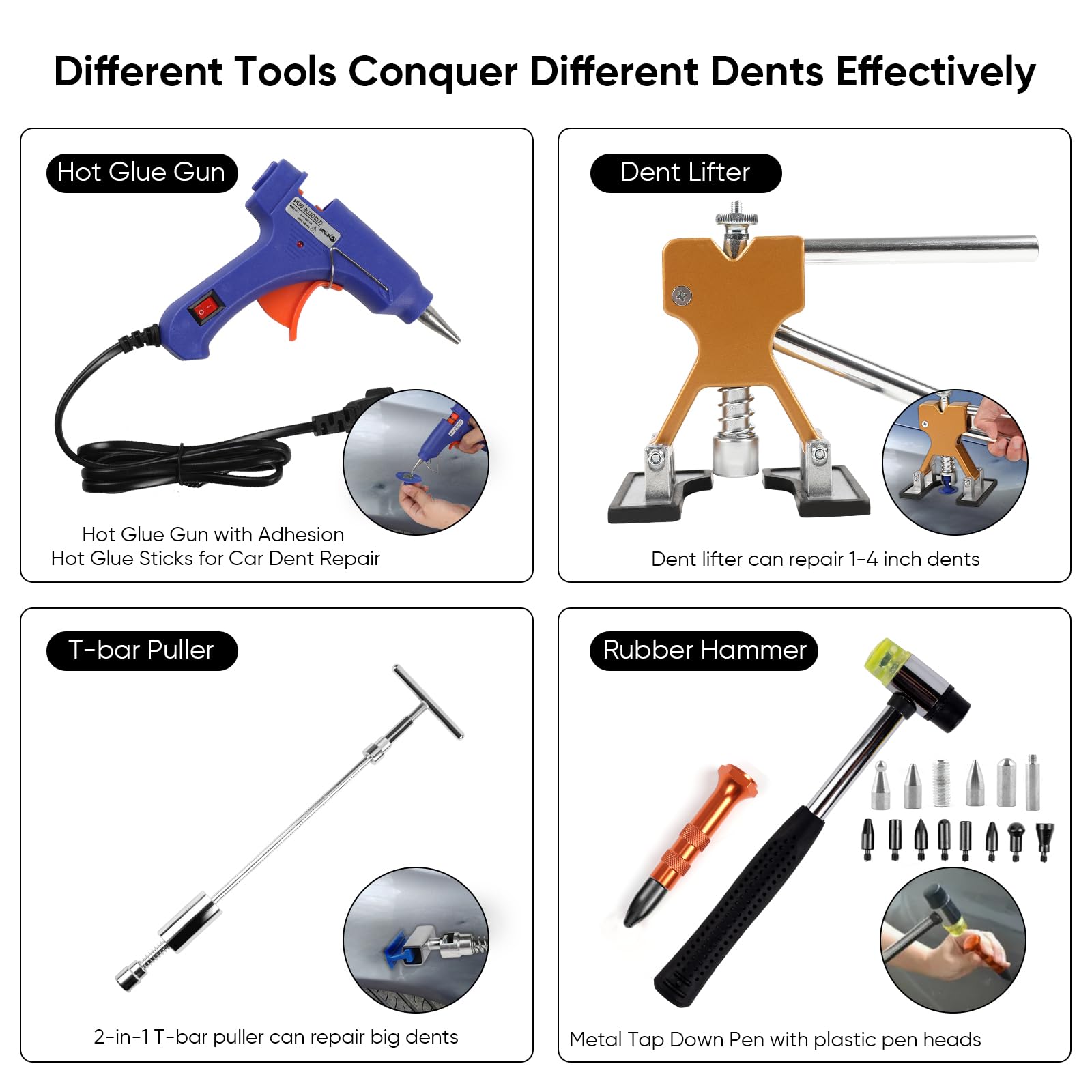 Car Dent Puller Kit - Professional Dent Repair Tool with Slide Hammer, T-Bar & Golden Lifter | Metal Repair Pen for Cars, Motorcycles, Refrigerators & Door Dings | Perfect for DIY Auto Body Repair & Dent Removal at Home