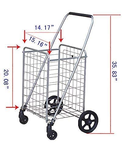 Wellmax Heavy Duty Foldable Grocery Shopping Cart with 330lbs Capacity - Portable Platform Cart for Groceries, Laundry, and Outdoor Market Trips