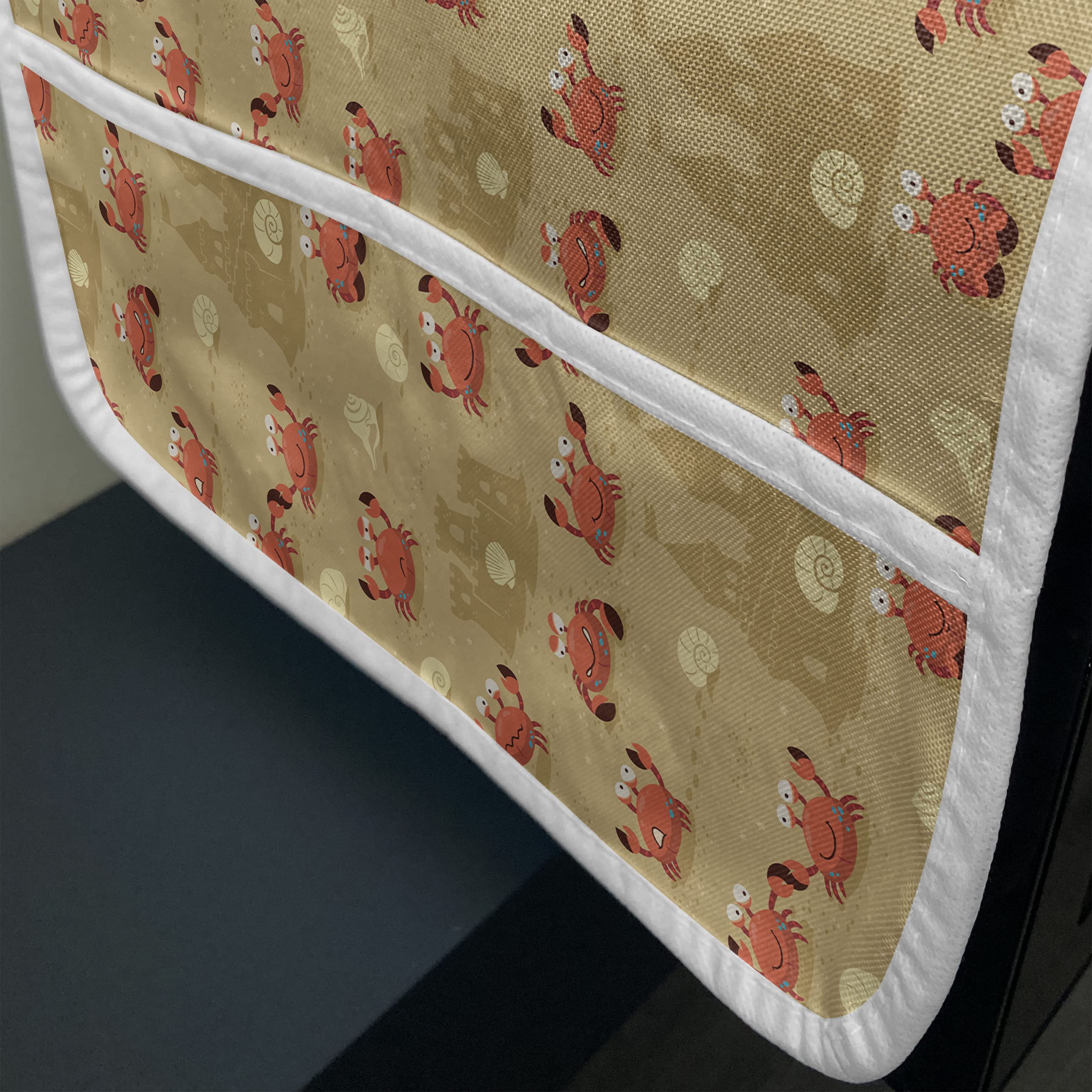 Ambesonne Summer Microwave Oven Cover - Cartoon Crabs & Sand Castles Themed Waterproof Kitchen Organizer with Pockets, 36