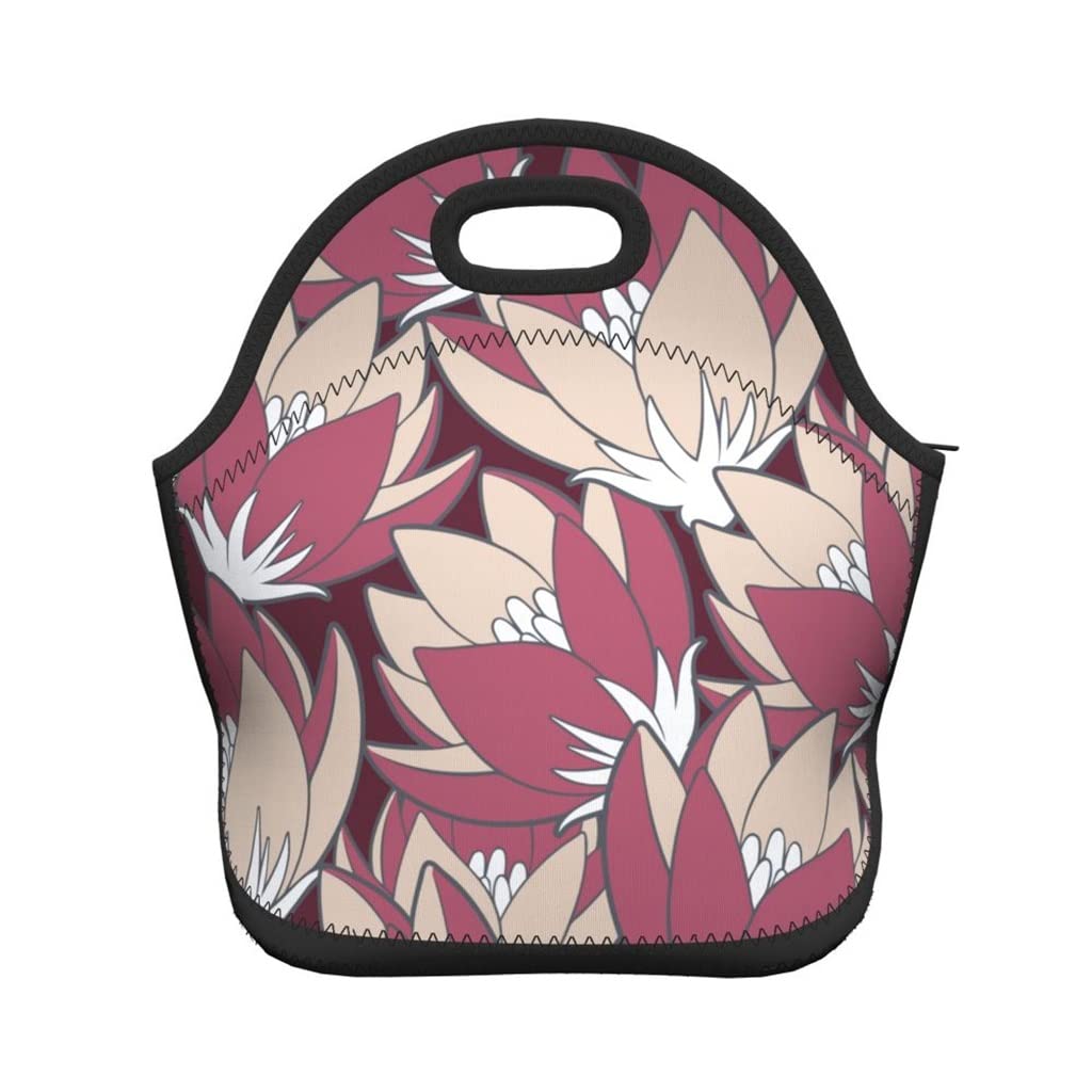 SEIJY Insulated Floral Lunch Bag for Women & Girls - Reusable School Lunch Box, Food & Grocery Organizer, Cooler Pouch with Top Handle (29x14x28cm) - Perfect for Work, School, Picnics & Outdoor Activities