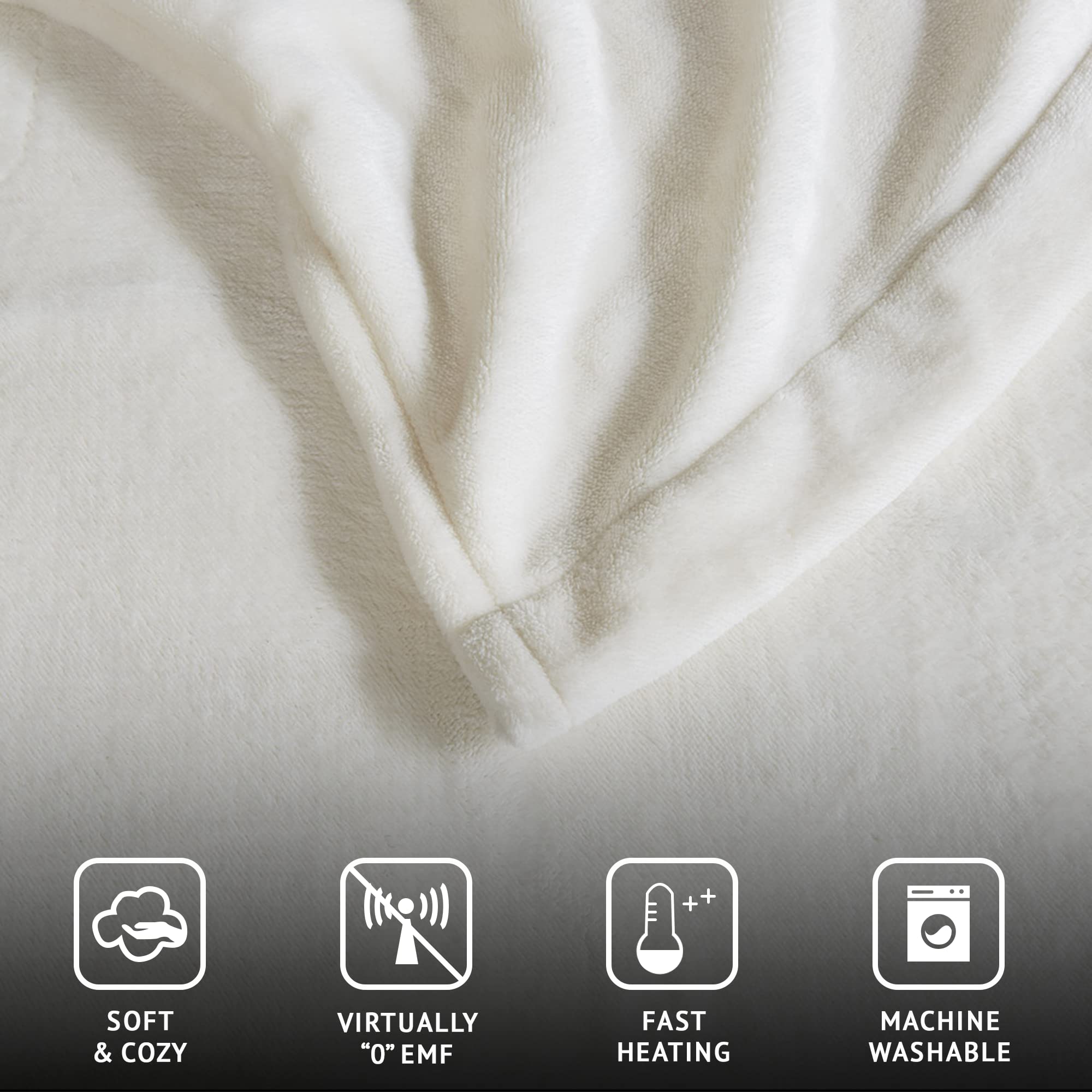Beautyrest Electric Heated Blanket for Winter - Fast Heating, Auto Shut Off, Zero EMF, 10 Heat Settings, UL Certified, Ivory King Size 90