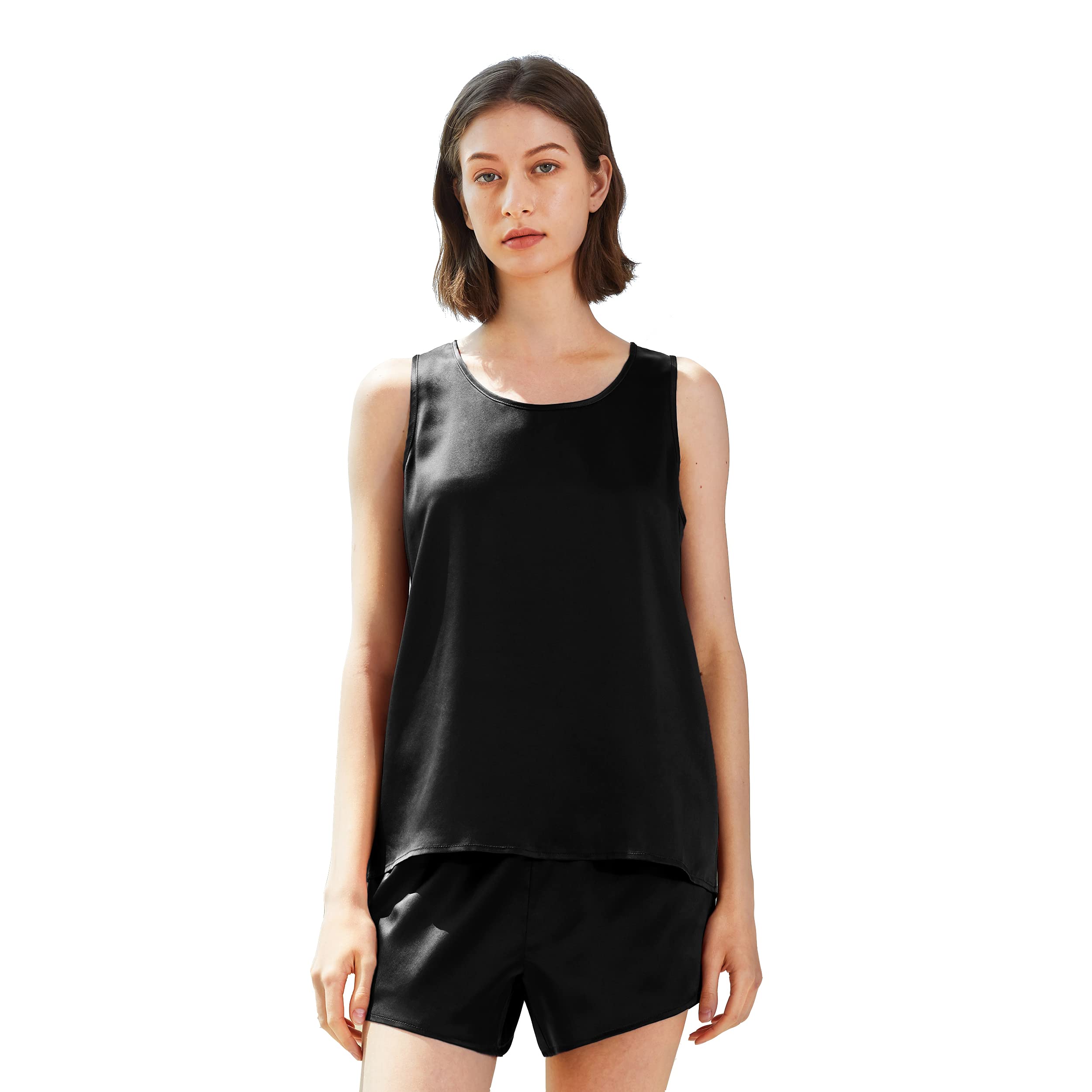 Mommesilk 100% Pure Silk Pajama Set for Women - Sleeveless Shorts Sleepwear | Machine Washable | Perfect for Summer Nights & Lounge Wear