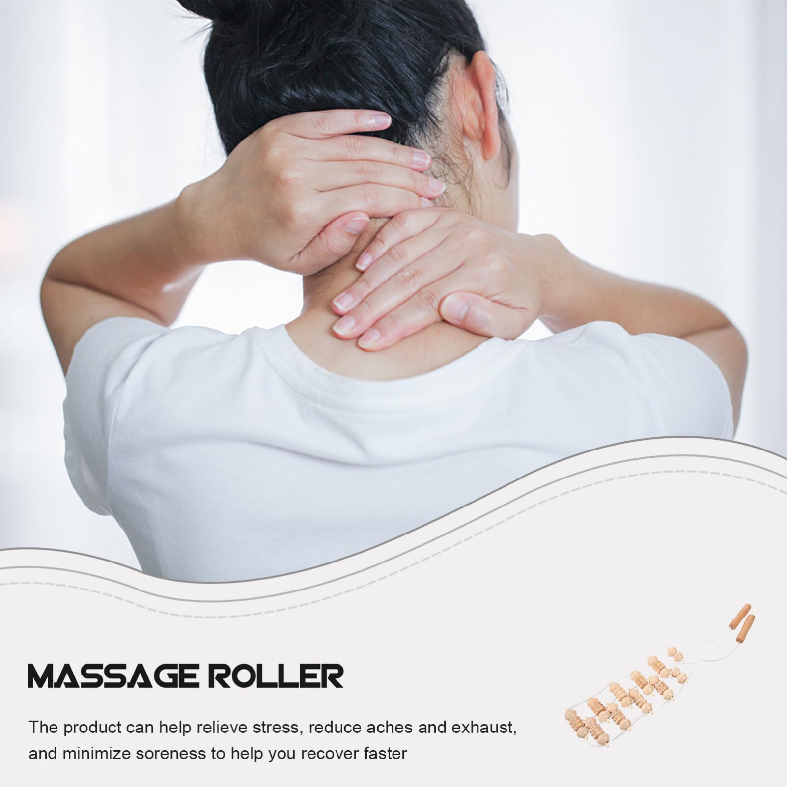 Premium Wooden Back Massage Roller - Portable Self Massager for Neck, Leg & Back Pain Relief - Natural Cellulite Massage Tool - Perfect for Home, Office & Travel Use