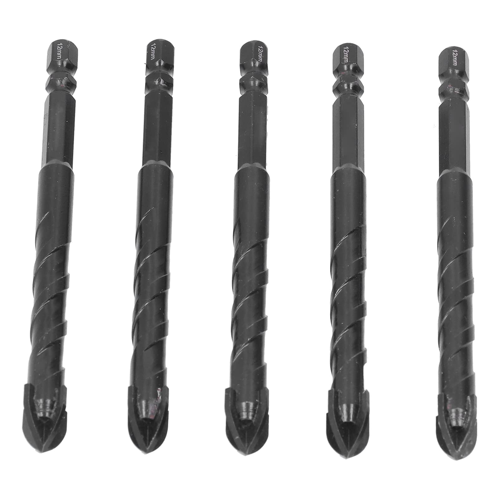 5PCS Tile & Glass Drill Bit Set - 12mm Masonry Drill Bits with Sharp Cutting Edges for Ceramic, Porcelain & Glass Tiles - Perfect for DIY Home Renovation & Bathroom Tile Installation Projects