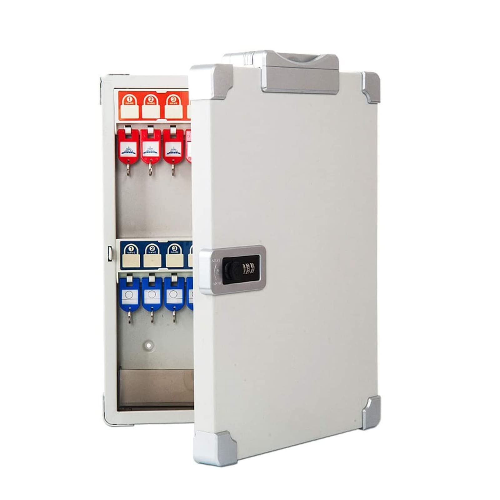 Oiakus Combination Key Safe Box - Wall Mounted Key Storage Cabinet with 48 Hooks & Key Card - 400×335×75mm Waterproof Lock Box for Home, Office, Hotel (Indoor/Outdoor Use) - Perfect for Key Management at Apartments, Vacation Rentals, and Commercial Buildings