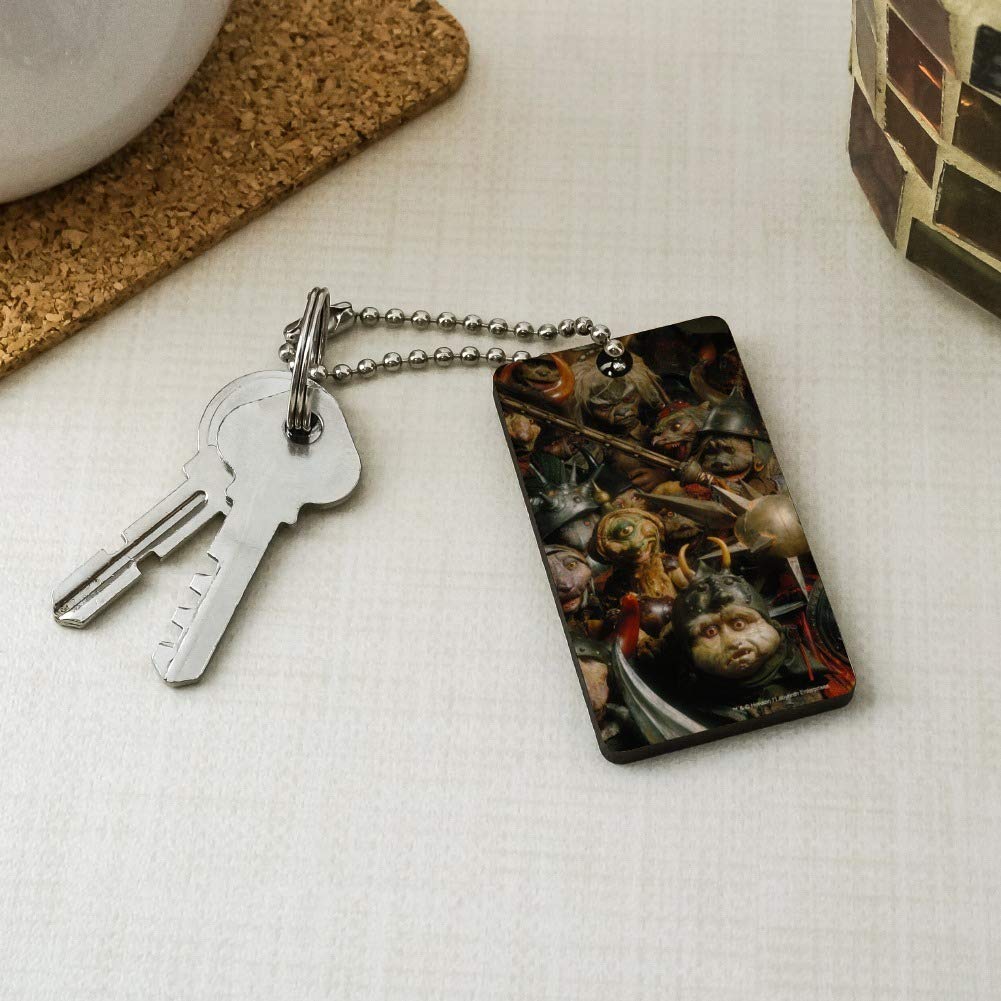 Goblin Army Keychain - Handcrafted Wooden Rectangle Key Ring from The Labyrinth - Fantasy Gift for Gamers & D&D Fans - Perfect for Cosplay, Conventions & Key Organization
