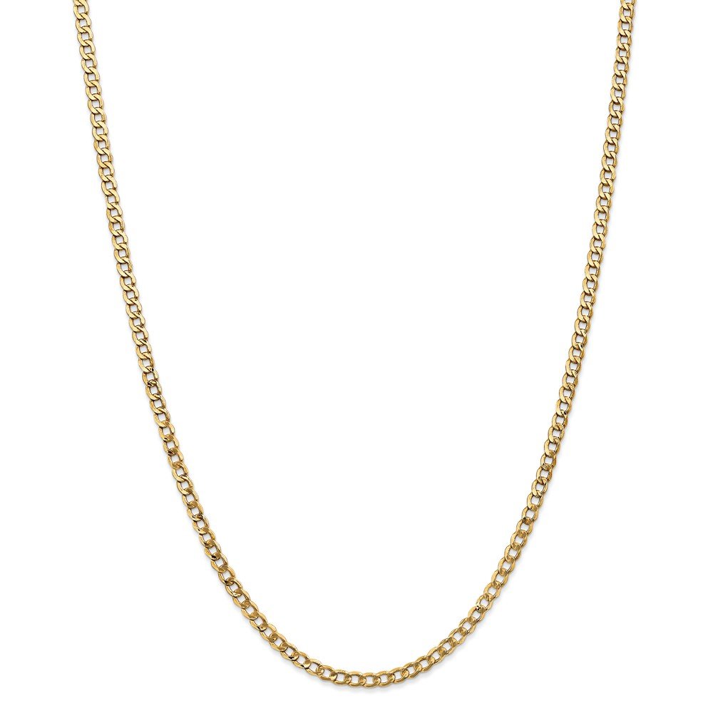 14K Yellow Gold 3.35mm Semi-Solid Curb Link Chain Necklace or Anklet - Elegant Jewelry for Women, Perfect for Everyday Wear, Gifts, and Special Occasions