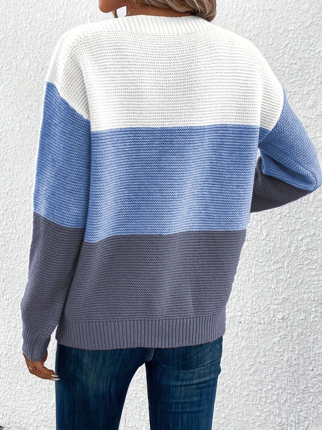 Stylish Color Block Boat Neck Sweater for Women | Trendy Knit Pullover | Perfect for Fall Layering & Casual Outfits