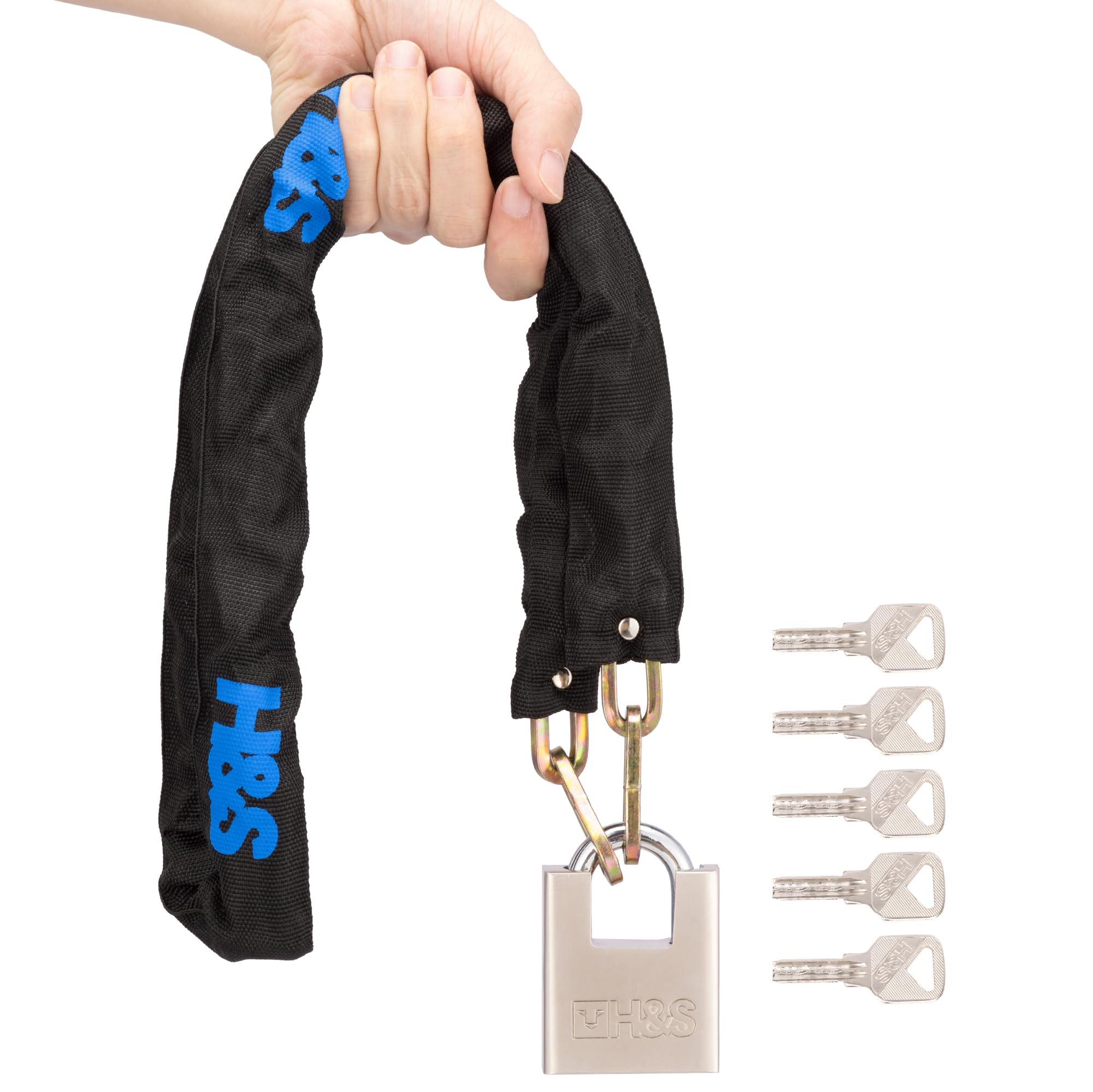 H&S Heavy Duty Bike Chain Lock - 6mm x 1.2m High Security Anti-Theft Lock with Key for Electric Scooter, Motorcycle, Bicycle - Ideal for Urban Commuting & Outdoor Parking