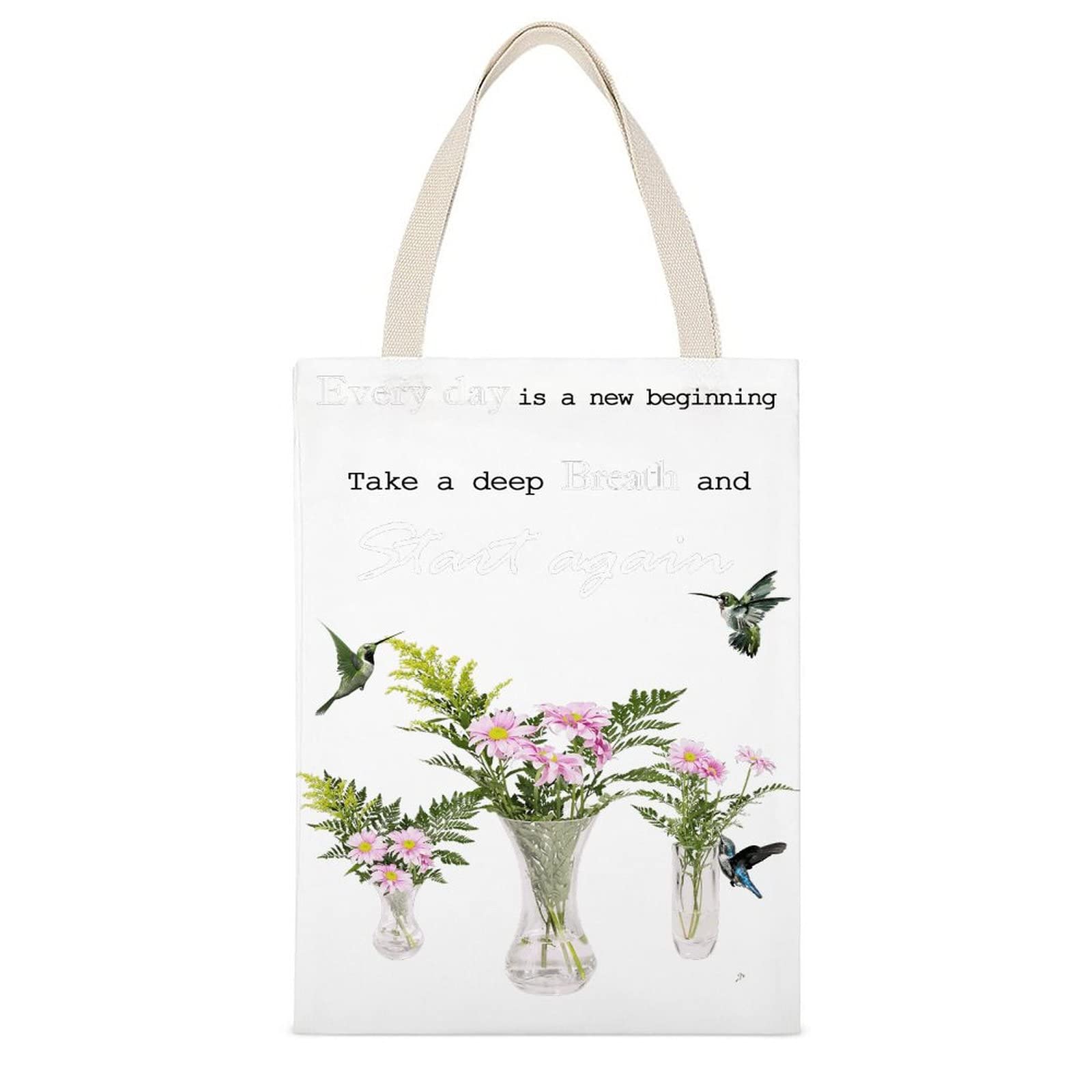 Stylish Canvas Tote Bag for Women - Garden Themed Hummingbird Design Custom Shopping Bag | Perfect for Beach, Work, Teachers & Everyday Use | Durable & Fashionable Carryall