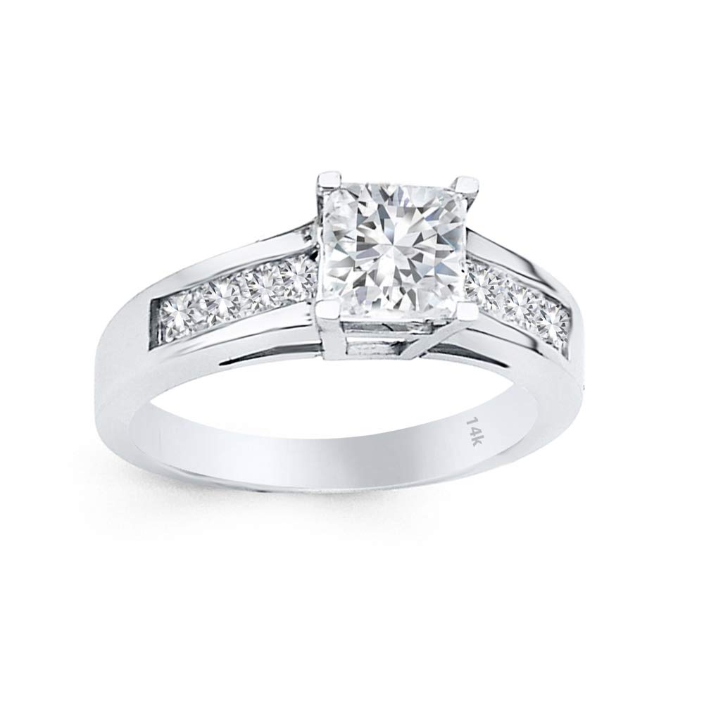 14K Gold Princess Cut Engagement Ring with Brilliant CZ Stones - Elegant Wedding Band for Women | Perfect Anniversary Gift, Proposal Jewelry & Bridal Accessory