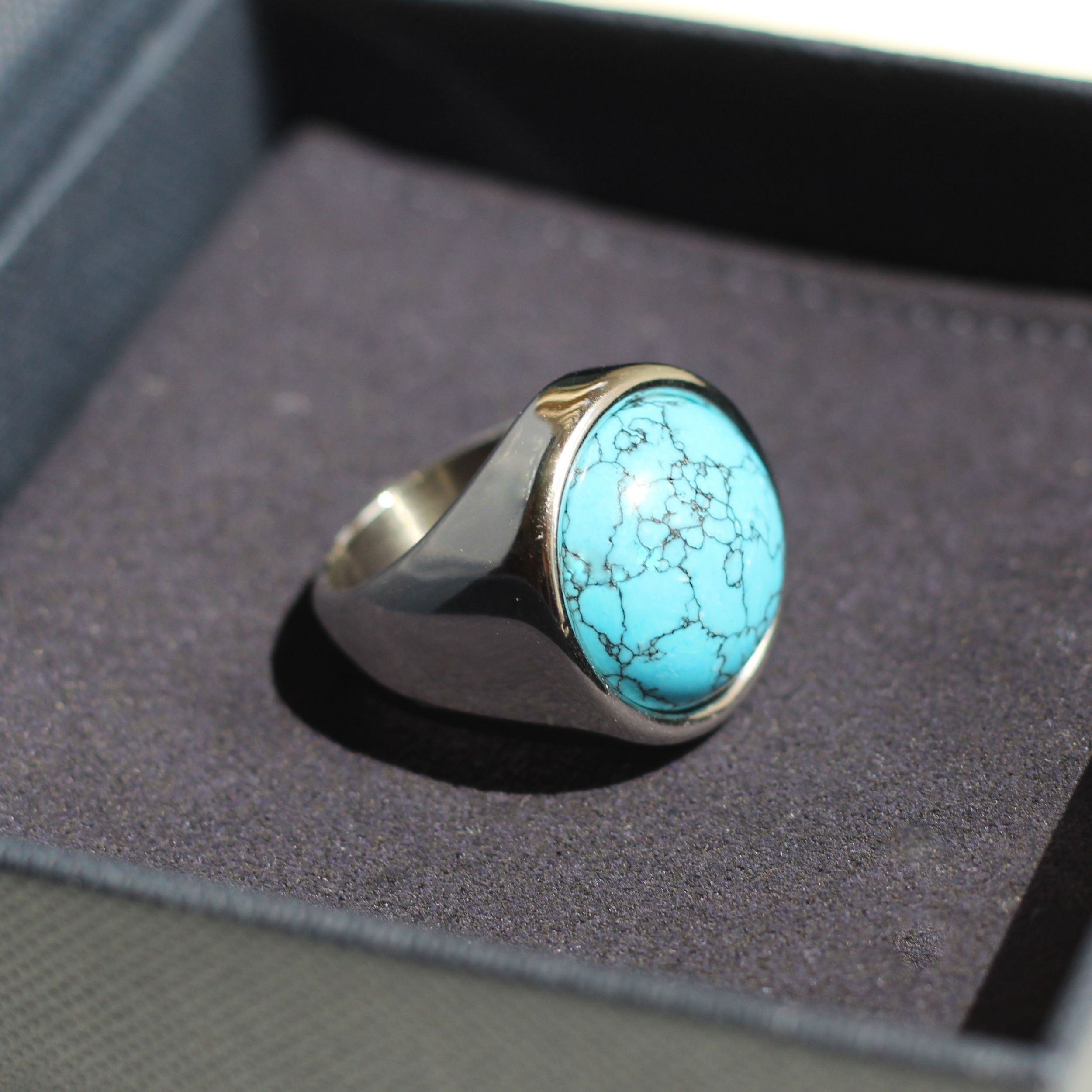 Turquoise Round Cut Ring - Handmade Sterling Silver Jewelry for Women | Perfect for Weddings, Parties & Everyday Wear