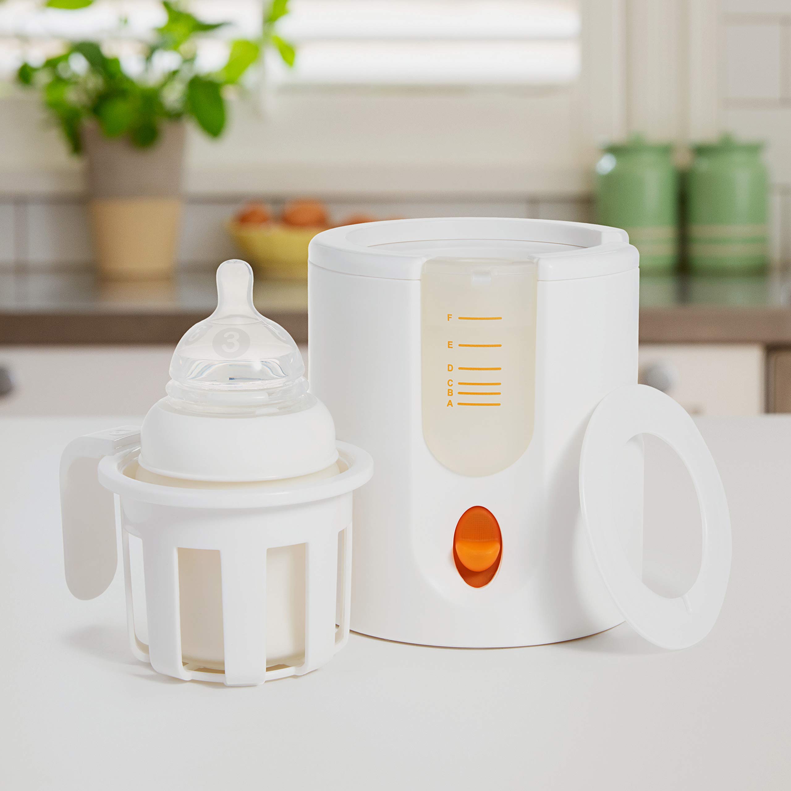 Munchkin High Speed Bottle Warmer - Fast Heating Baby Bottle Warmer for Breastmilk & Formula - Orange & White (1 Count) - Perfect for Travel, Home & Nursery Use