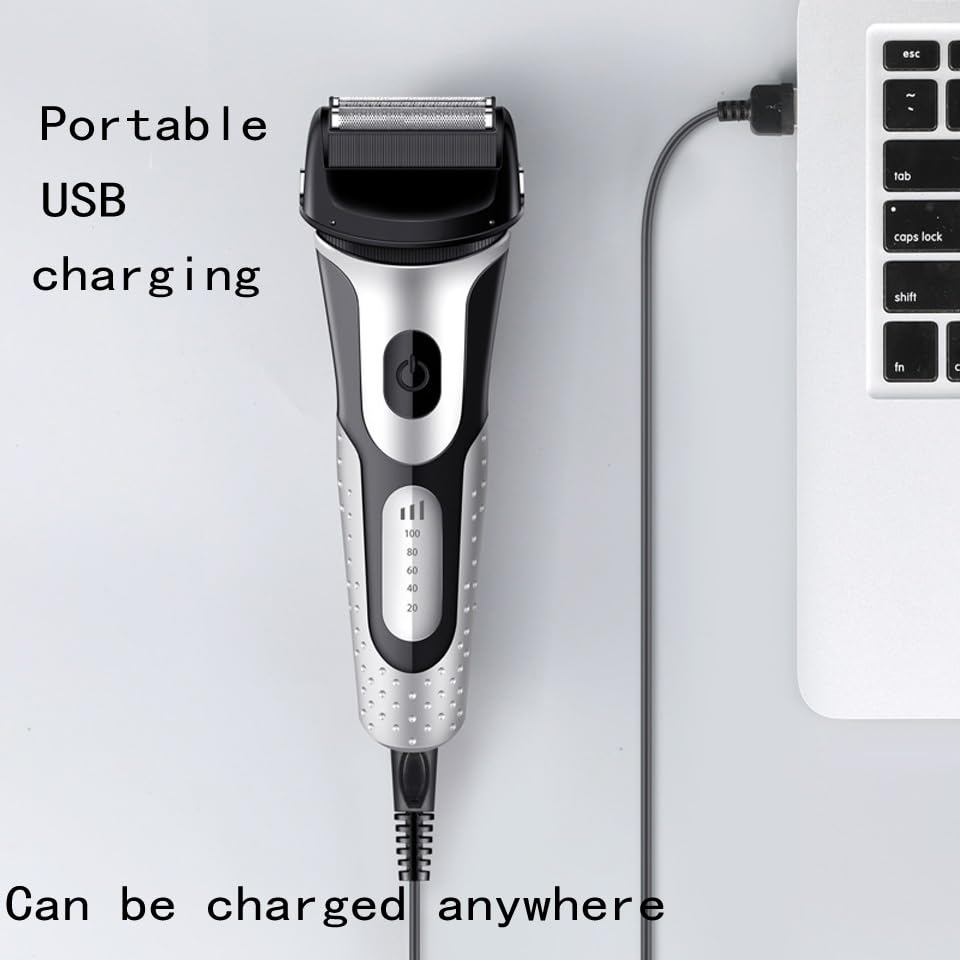 Best Electric Razors for Men - USB Rechargeable Beard Trimmer & Shaver with Standard Head Net - Perfect for Home, Travel & Daily Grooming
