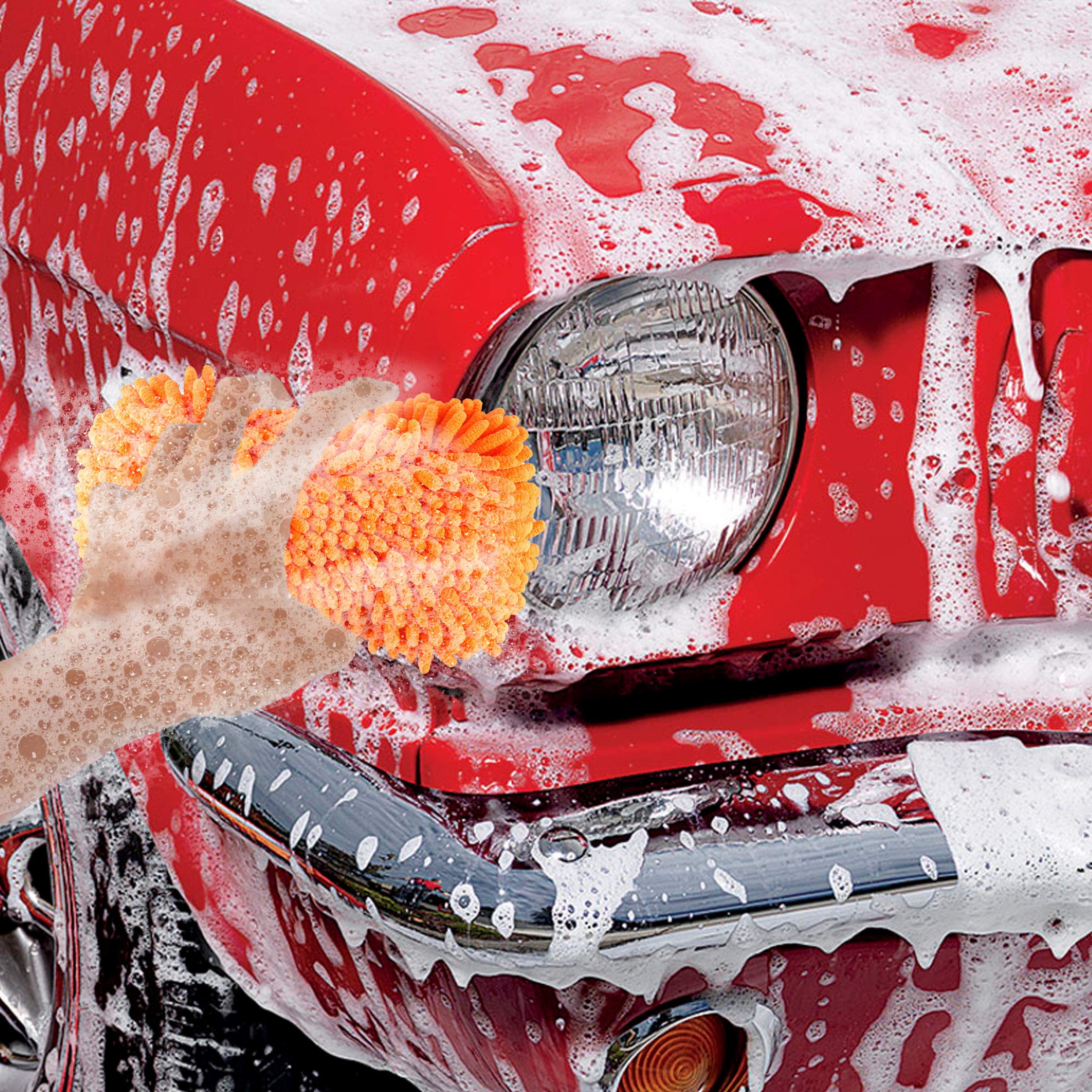 SCRUBIT Microfiber Car Wash Sponge - Non-Scratch Wash Mitt for Safe & Effective Cleaning | Super Absorbent Auto Detailing Sponge | Perfect for Cars, Trucks & SUVs | Essential Car Wash Kit Accessory (2-Pack) | Use for Hand Washing, Wax Application & Quick Detail Touch-Ups