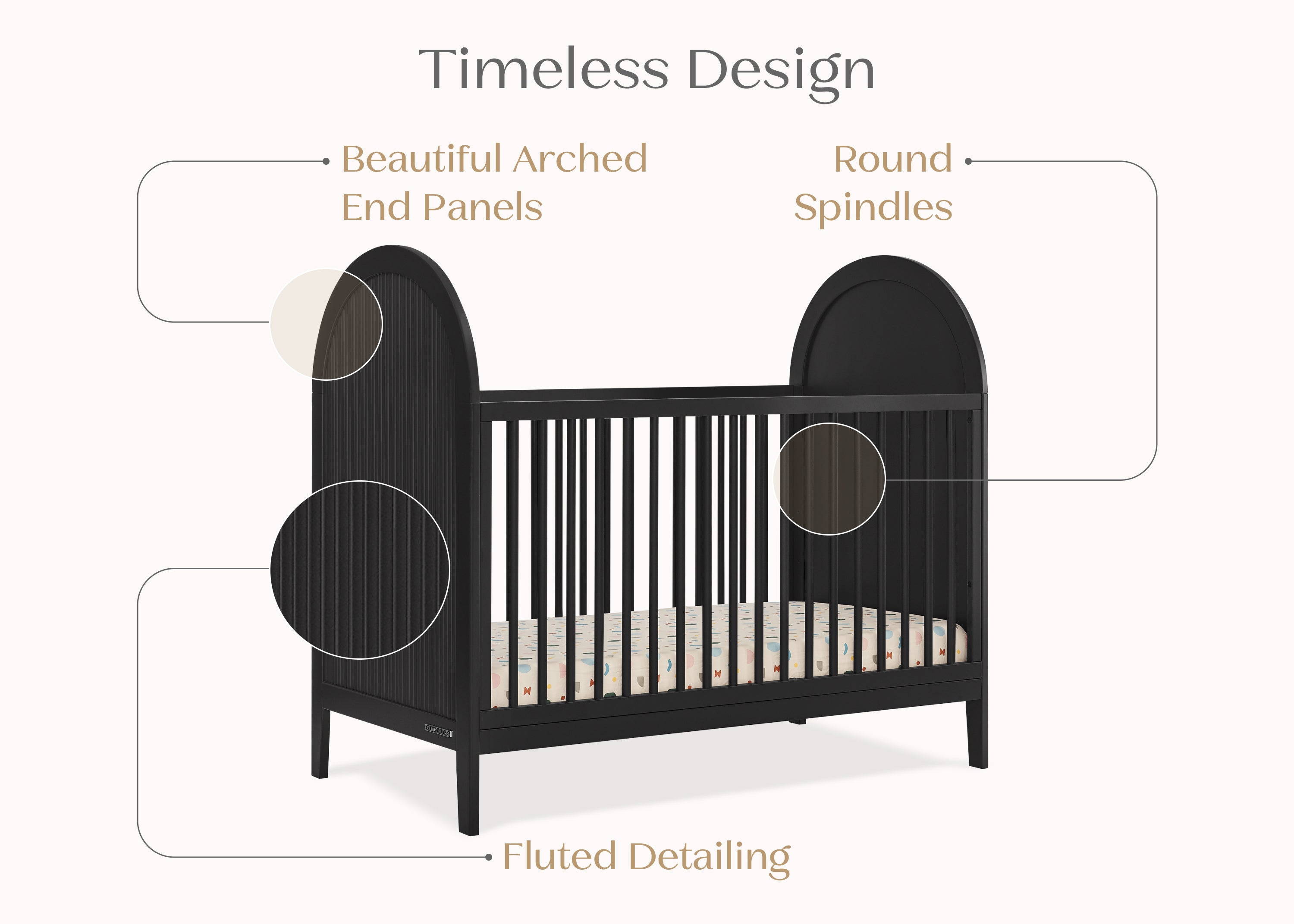 Eloise 4-in-1 Convertible Baby Crib - Toddler Bed, Daybed & Full-Size Bed Conversion - Safe Nursery Furniture for Newborns to Teens - Perfect for Bedrooms, Daycare & Guest Rooms