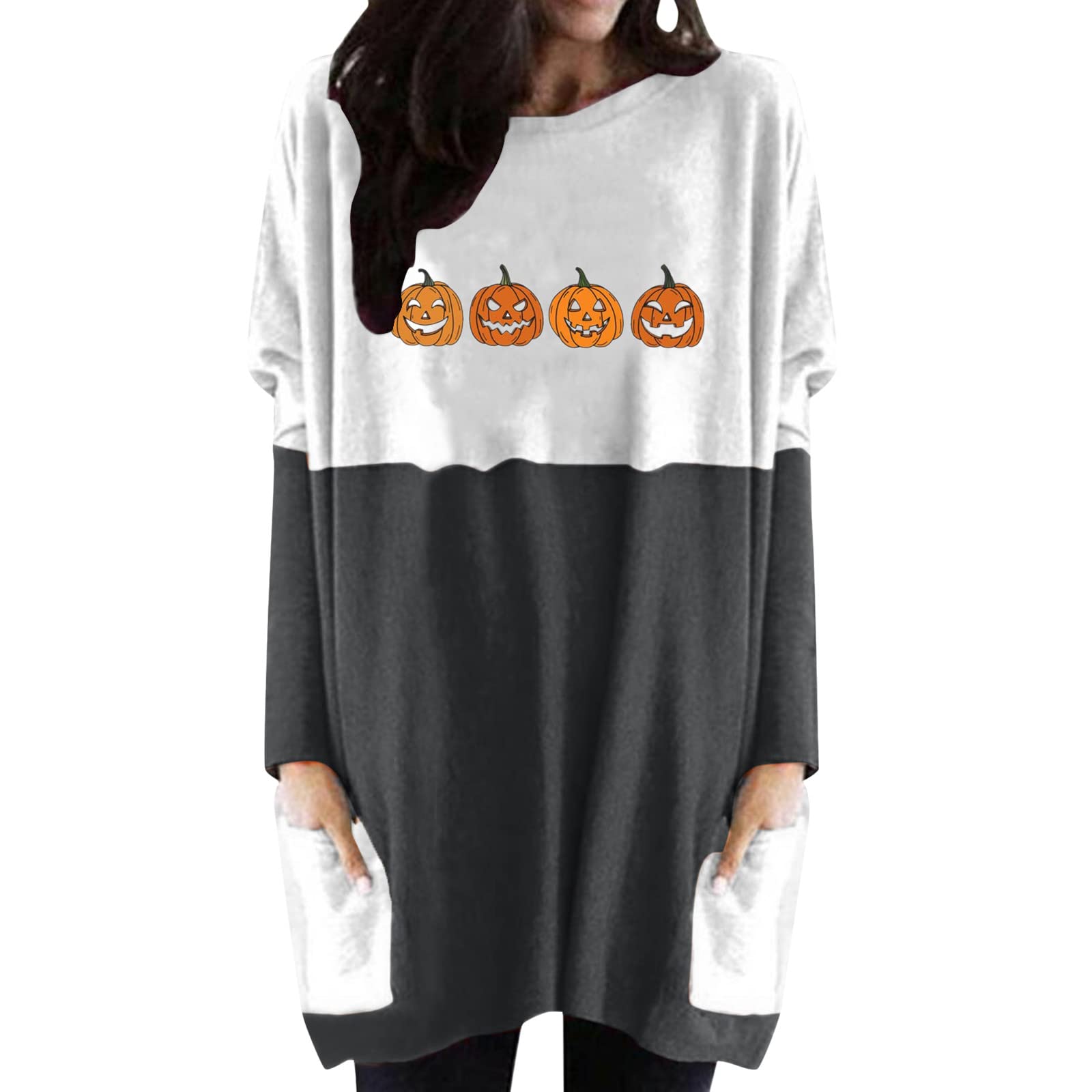 Women's Fall Casual Long Sleeve Knit T-Shirt - V Neck Tunic Top Loose Blouse for Work, Travel & Everyday Wear