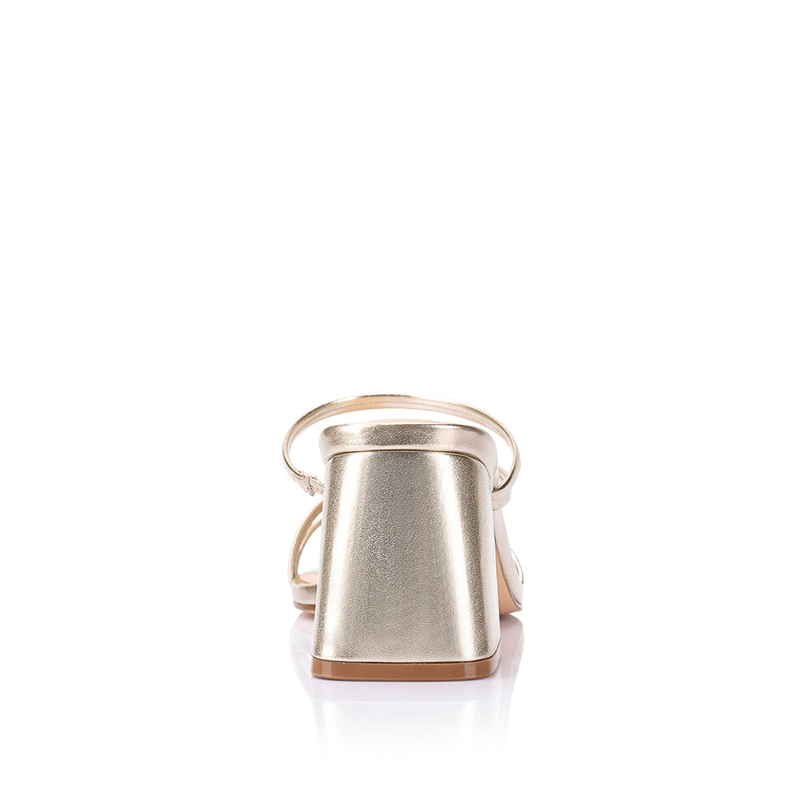 Stanford Block Heel Mules - Comfortable Slip-On Shoes for Women | Champagne Gold | Perfect for Office, Date Night & Casual Outings