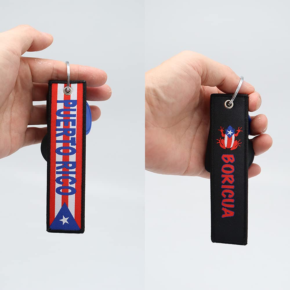 1 Pack Puerto Rico Flag & Coqui Keychain - Durable Black Key Accessories for Motorcycle, Car, Scooter Keys - Perfect Gift for Puerto Rican Pride & Travel Enthusiasts