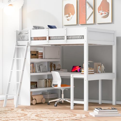 White With Desk and Shelf