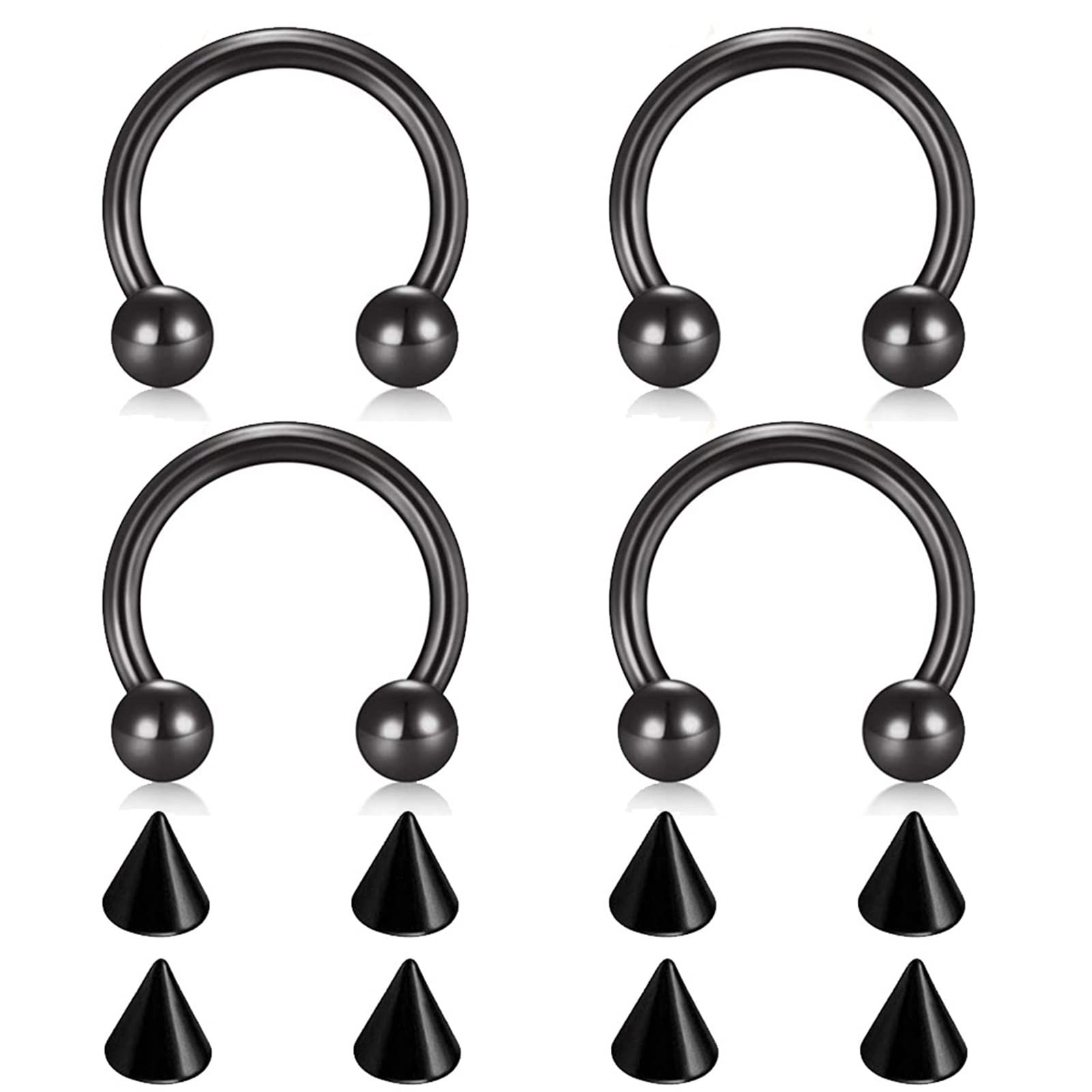 4 Pcs Stainless Steel Nose Rings for Women - Hypoallergenic Nostril & Septum Piercing Jewelry with Semi-Circle Design & Round Ends | Perfect for Everyday Wear, Parties & Body Piercing Gifts
