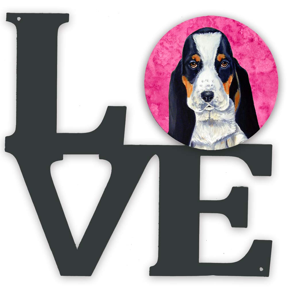 Pink Basset Hound Metal Wall Art - Colorful Aluminum & Black Steel Sculpture for Indoor & Outdoor Decor | Perfect for Patio, Bathroom, Kitchen, Living Room, Office | Durable Weather-Resistant Dog Lover Gift