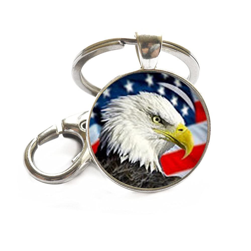 Patriotic Bald Eagle Keychain - USA Flag Charm for Keys & Gifts